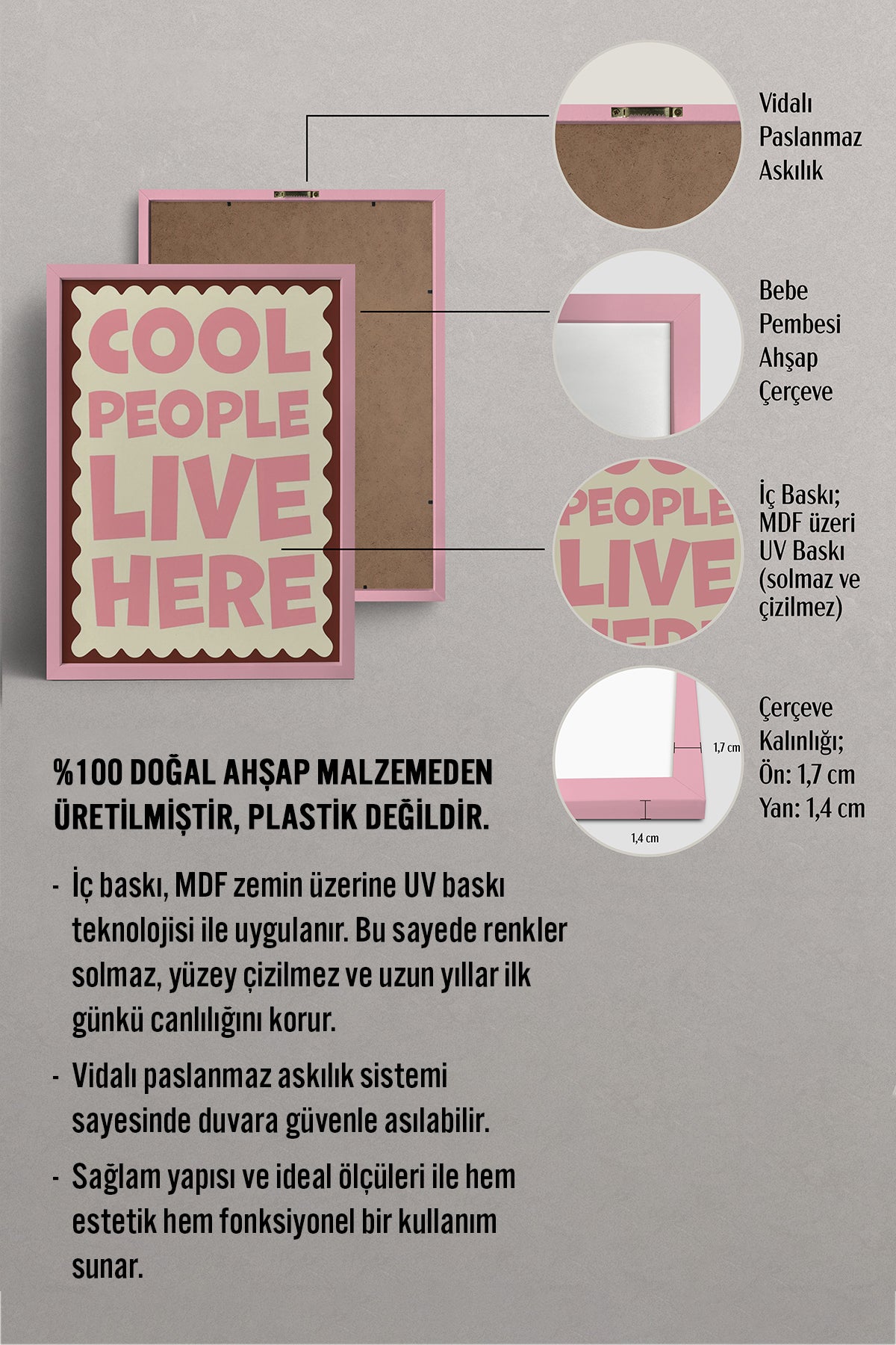 HOMEPACK Ahşap Çerçeveli Tablo Çerçeveli Poster Sanatsal Modern Duvar Dekoru BEK-8005