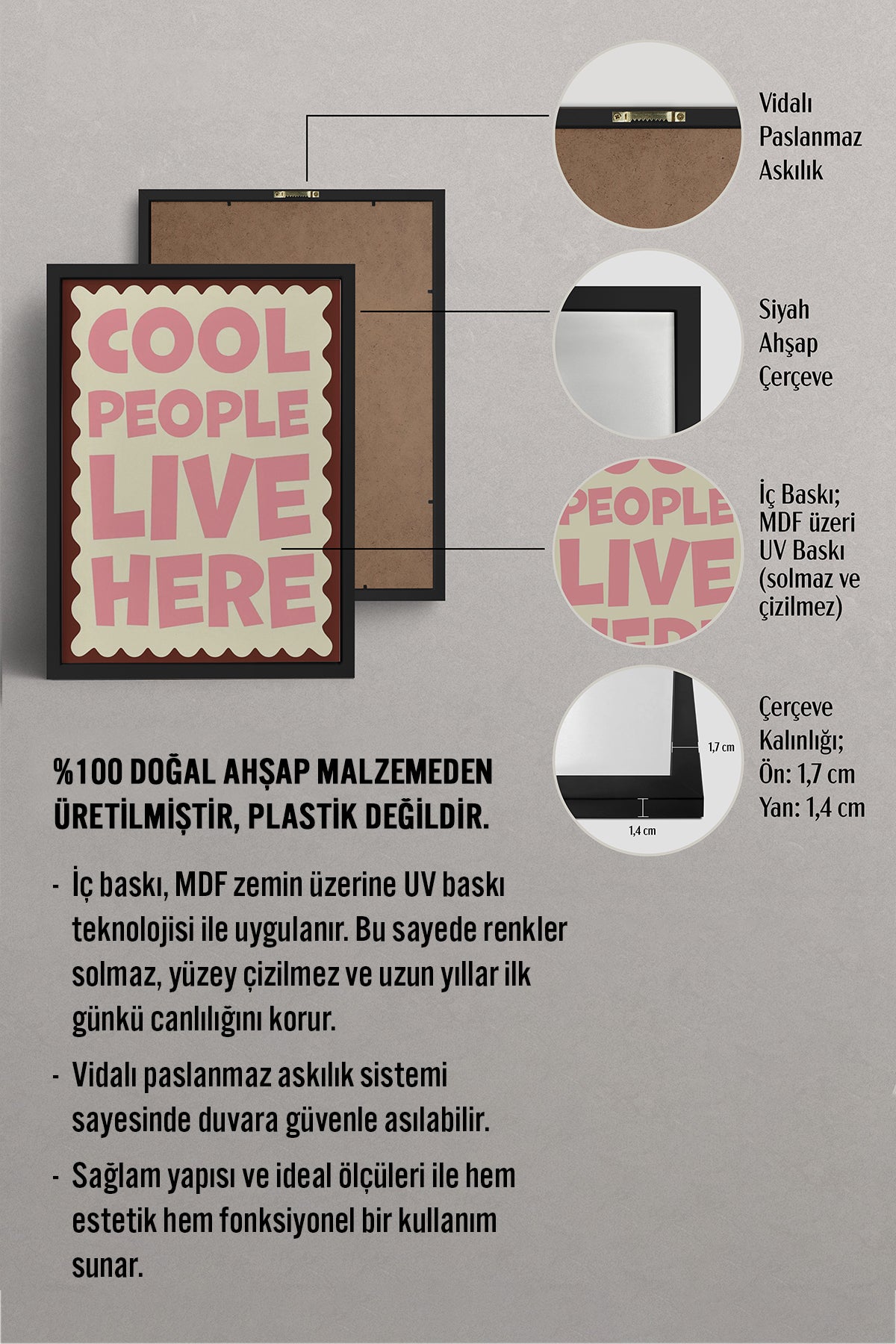 HOMEPACK Ahşap Çerçeveli Tablo Çerçeveli Poster Sanatsal Modern Duvar Dekoru BEK-8005