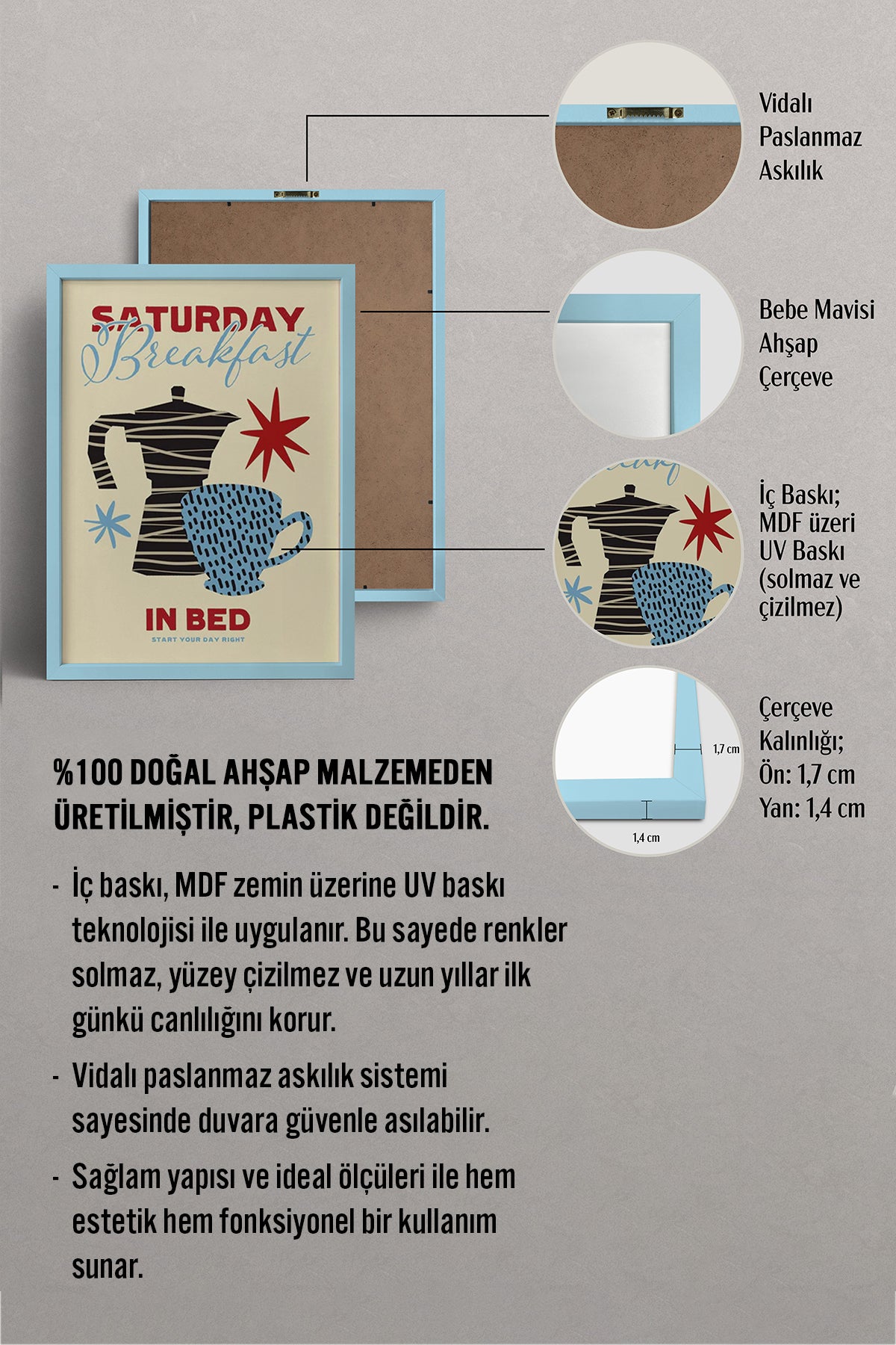 HOMEPACK Ahşap Çerçeveli Tablo Çerçeveli Poster Sanatsal Modern Duvar Dekoru BEK-8006