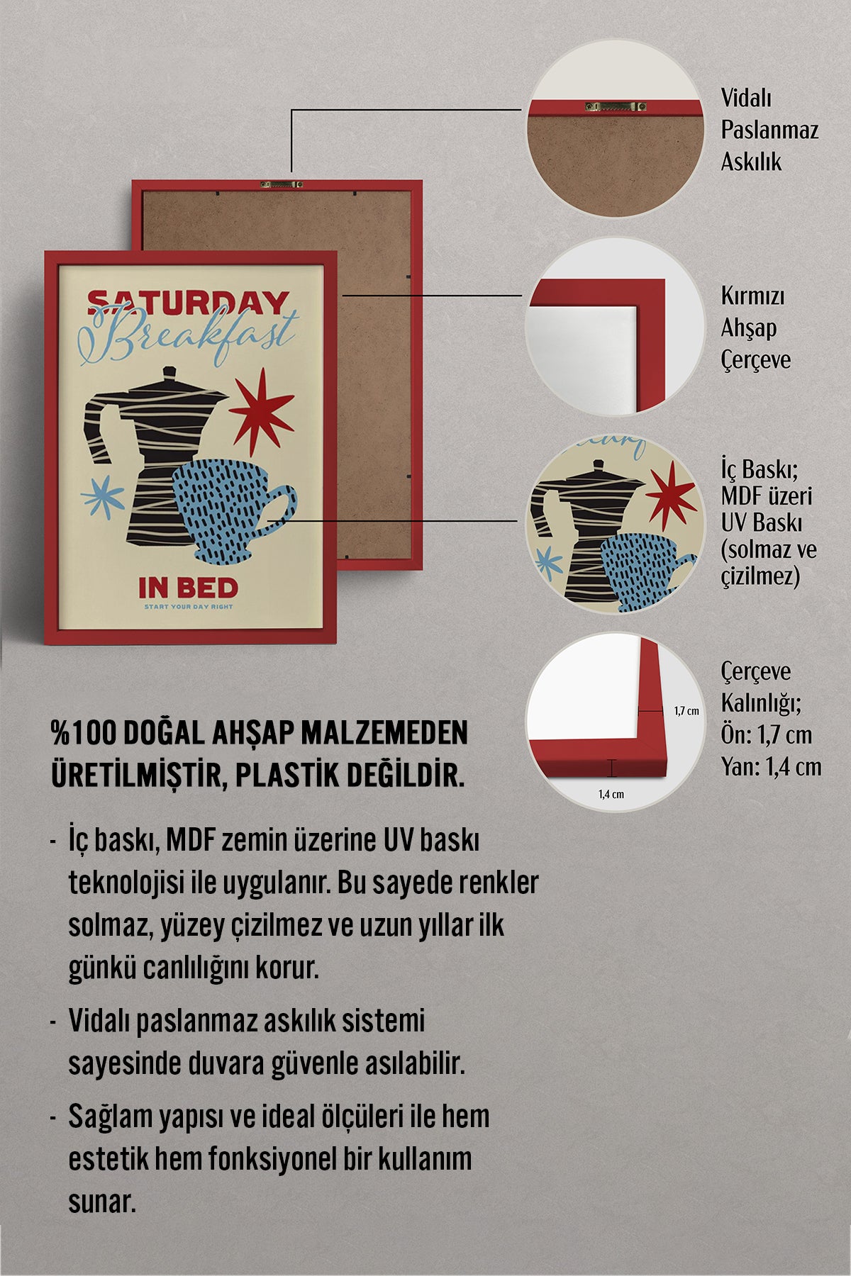 HOMEPACK Ahşap Çerçeveli Tablo Çerçeveli Poster Sanatsal Modern Duvar Dekoru BEK-8006