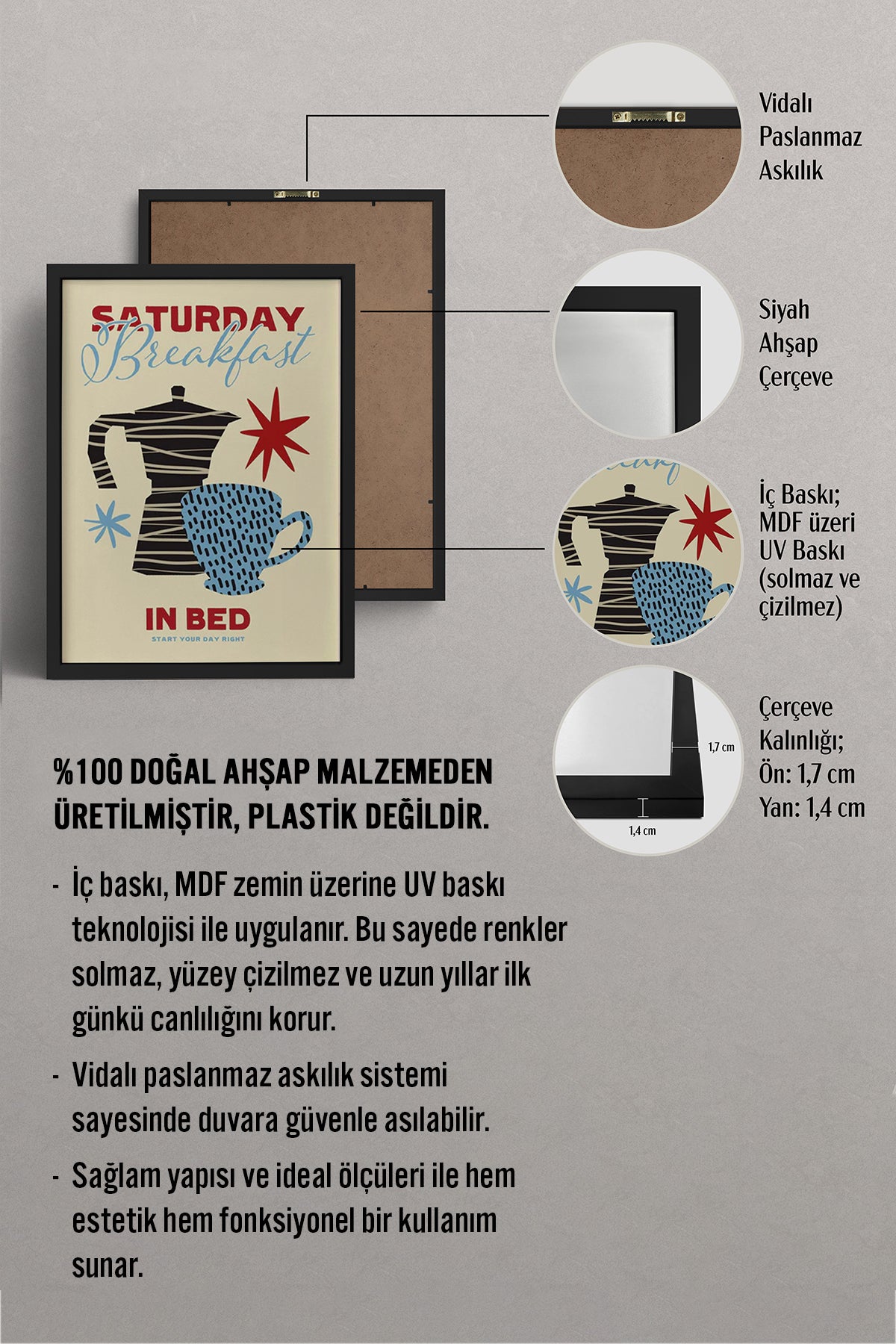 HOMEPACK Ahşap Çerçeveli Tablo Çerçeveli Poster Sanatsal Modern Duvar Dekoru BEK-8006