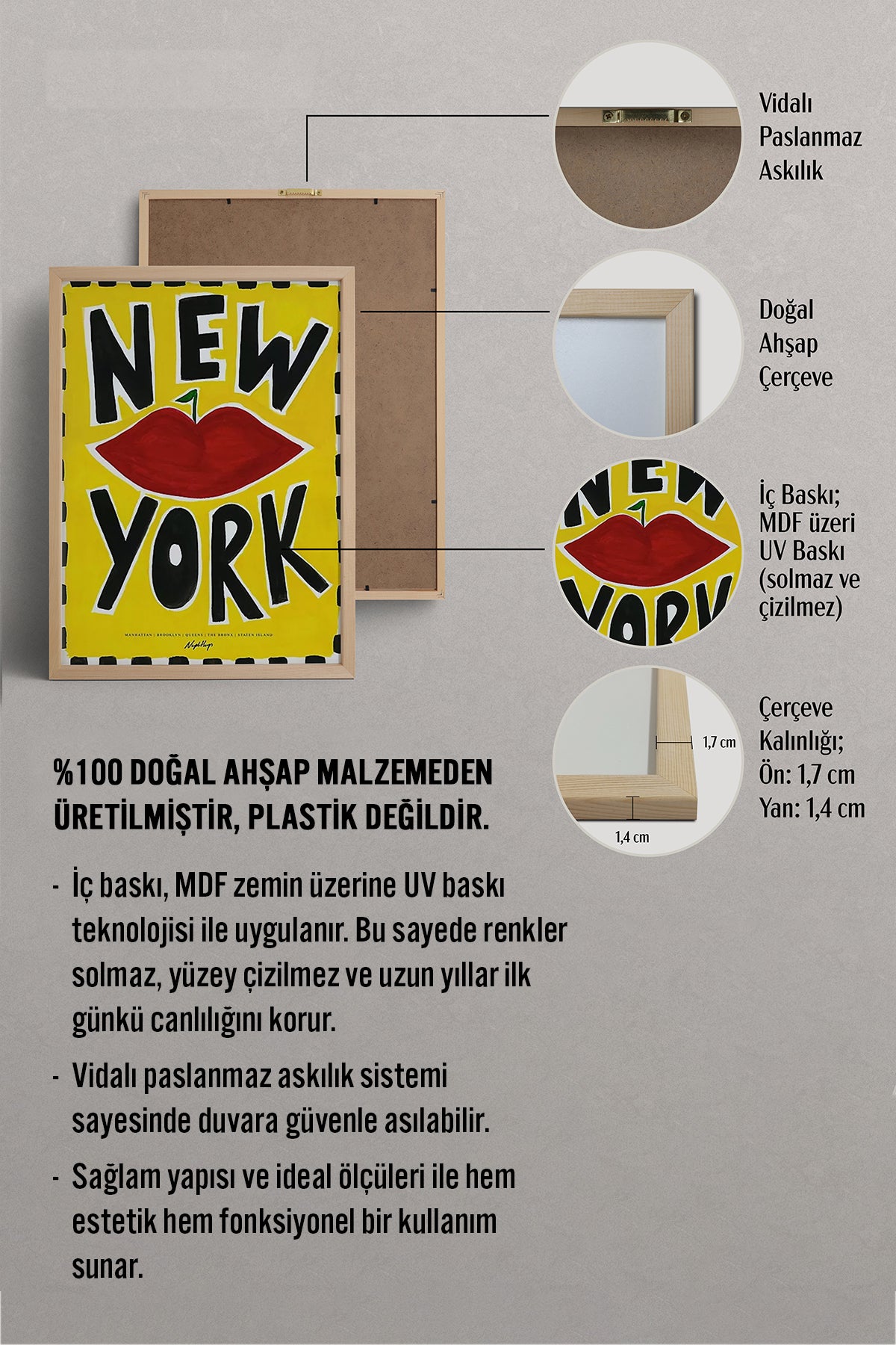 HOMEPACK Ahşap Çerçeveli Tablo Çerçeveli Poster Sanatsal Modern Duvar Dekoru BEK-8007