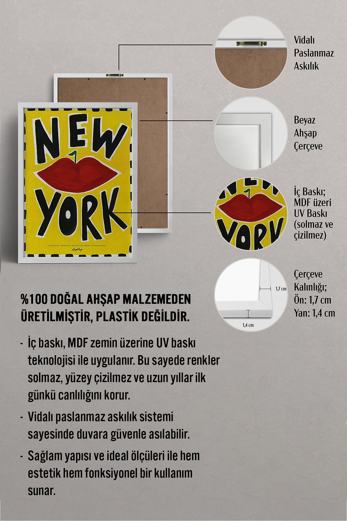 HOMEPACK Ahşap Çerçeveli Tablo Çerçeveli Poster Sanatsal Modern Duvar Dekoru BEK-8007