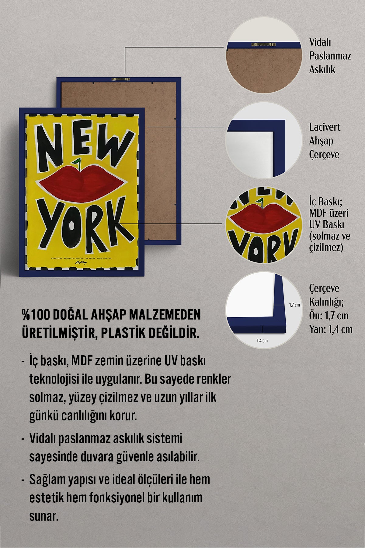 HOMEPACK Ahşap Çerçeveli Tablo Çerçeveli Poster Sanatsal Modern Duvar Dekoru BEK-8007