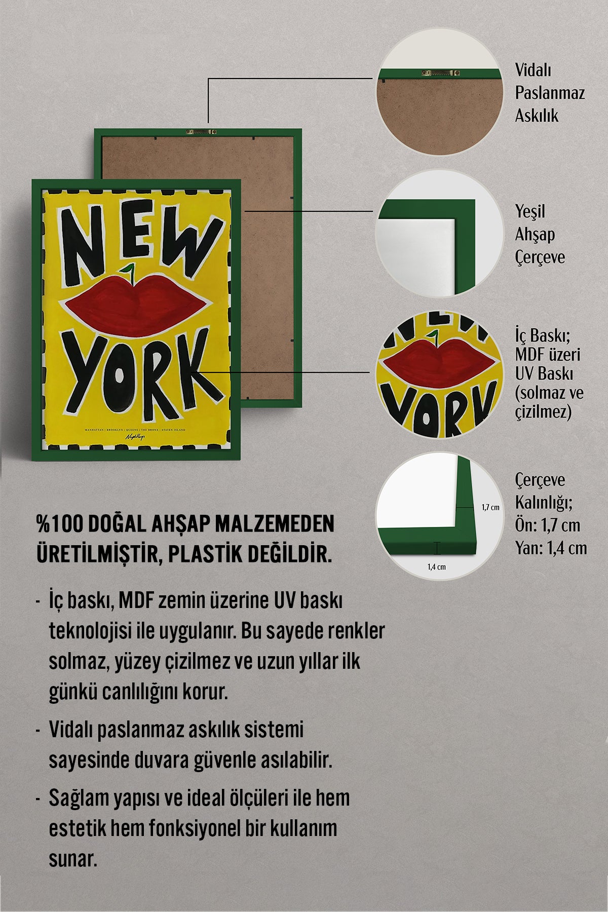 HOMEPACK Ahşap Çerçeveli Tablo Çerçeveli Poster Sanatsal Modern Duvar Dekoru BEK-8007