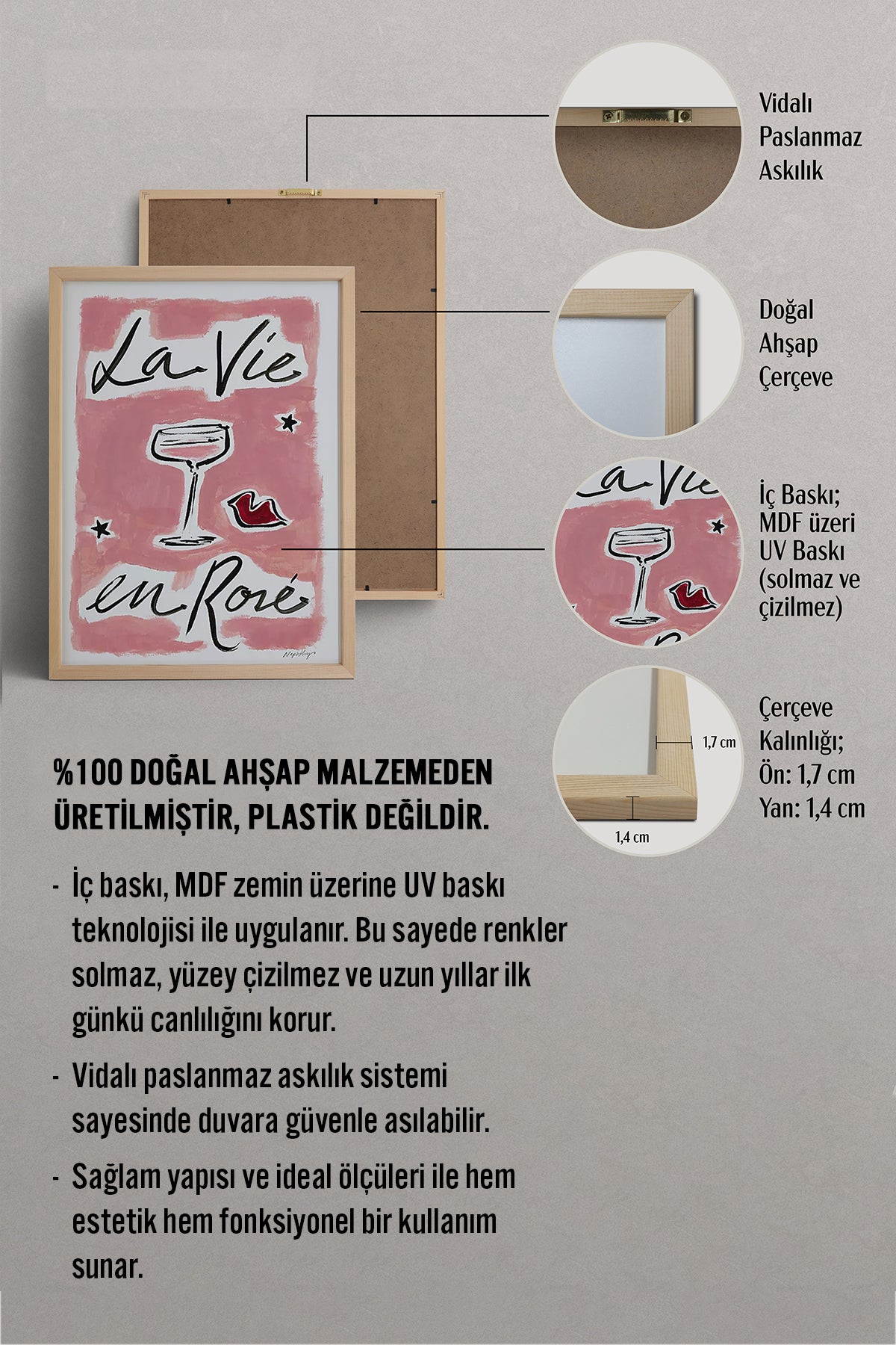 HOMEPACK Ahşap Çerçeveli Tablo Çerçeveli Poster Sanatsal Modern Duvar Dekoru BEK-8008