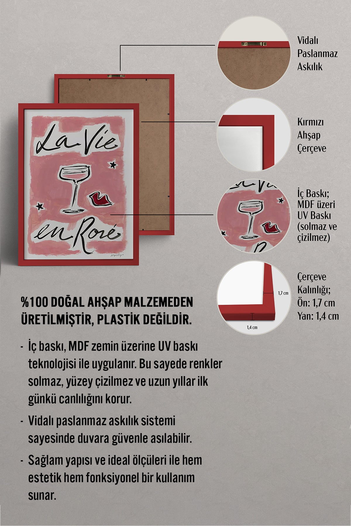HOMEPACK Ahşap Çerçeveli Tablo Çerçeveli Poster Sanatsal Modern Duvar Dekoru BEK-8008