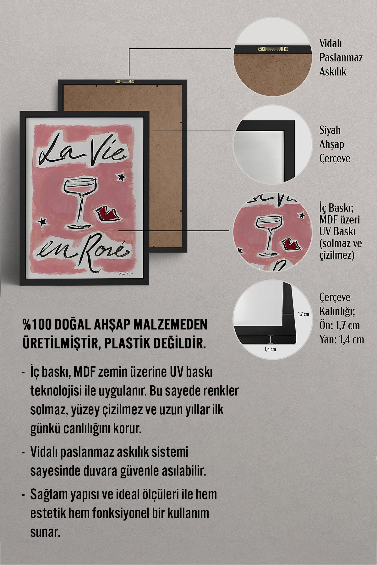 HOMEPACK Ahşap Çerçeveli Tablo Çerçeveli Poster Sanatsal Modern Duvar Dekoru BEK-8008