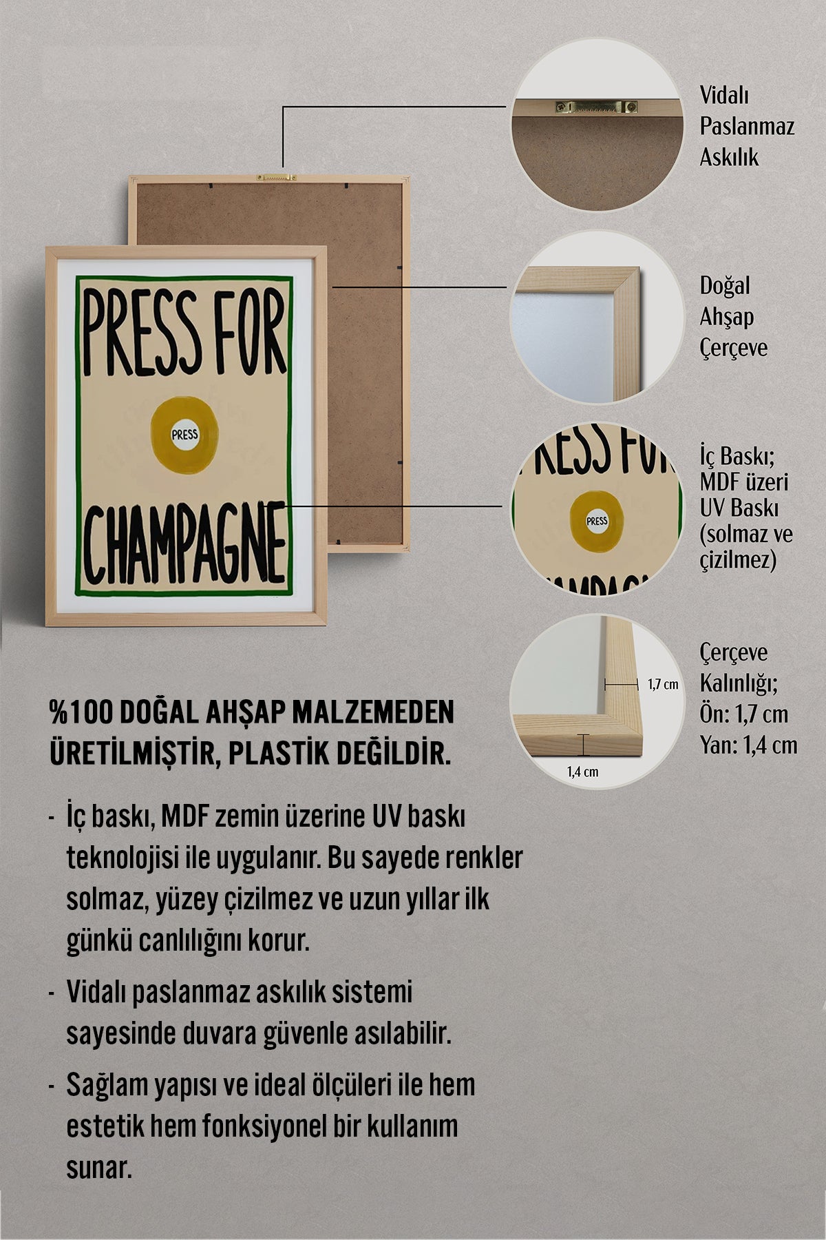 HOMEPACK Ahşap Çerçeveli Tablo Çerçeveli Poster Sanatsal Modern Duvar Dekoru BEK-8009