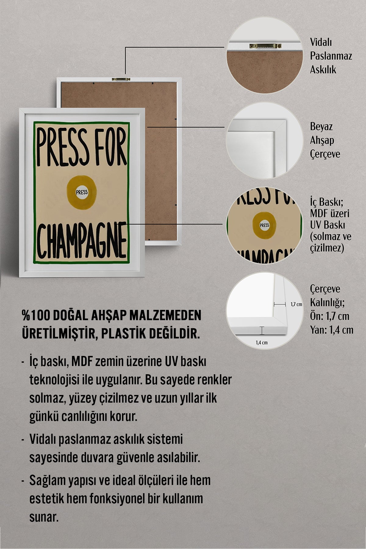 HOMEPACK Ahşap Çerçeveli Tablo Çerçeveli Poster Sanatsal Modern Duvar Dekoru BEK-8009