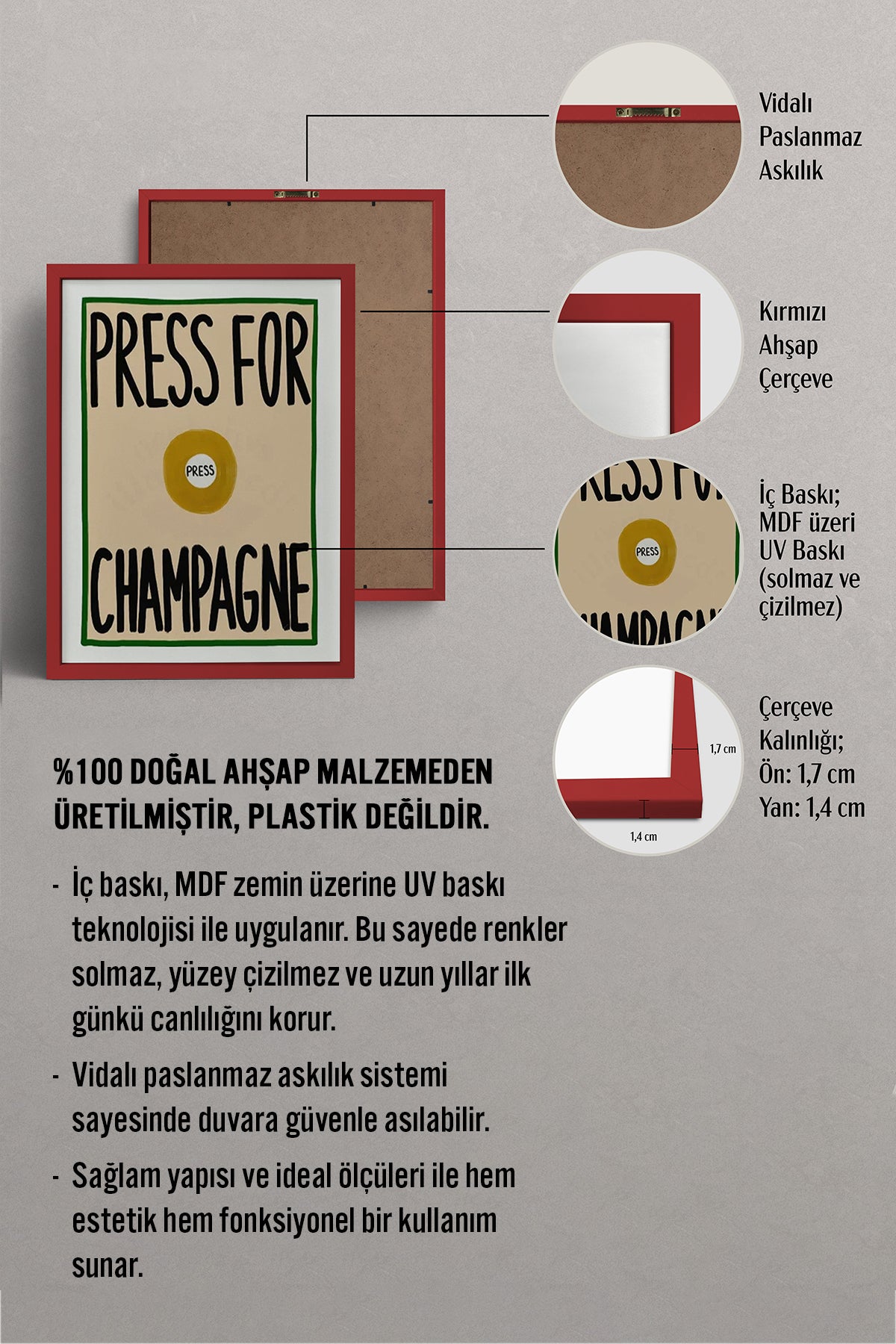 HOMEPACK Ahşap Çerçeveli Tablo Çerçeveli Poster Sanatsal Modern Duvar Dekoru BEK-8009