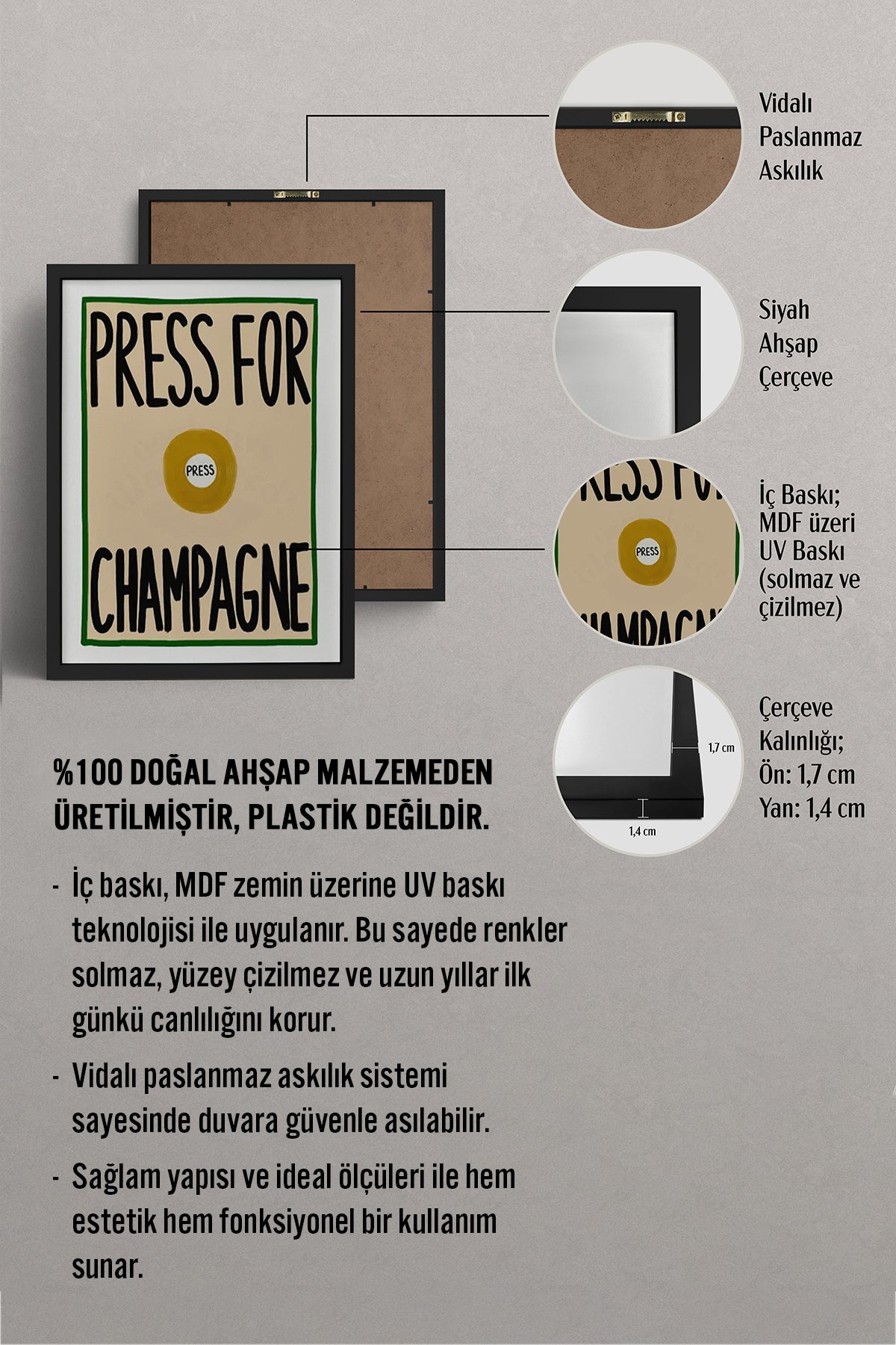 HOMEPACK Ahşap Çerçeveli Tablo Çerçeveli Poster Sanatsal Modern Duvar Dekoru BEK-8009
