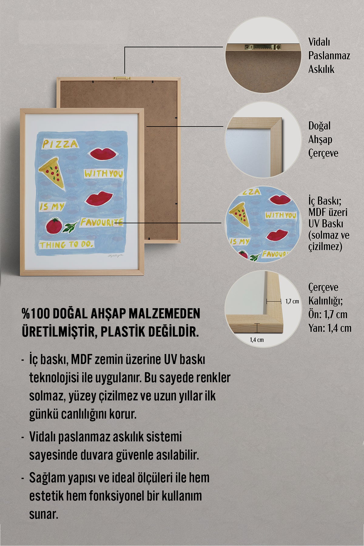 HOMEPACK Ahşap Çerçeveli Tablo Çerçeveli Poster Sanatsal Modern Duvar Dekoru BEK-8010