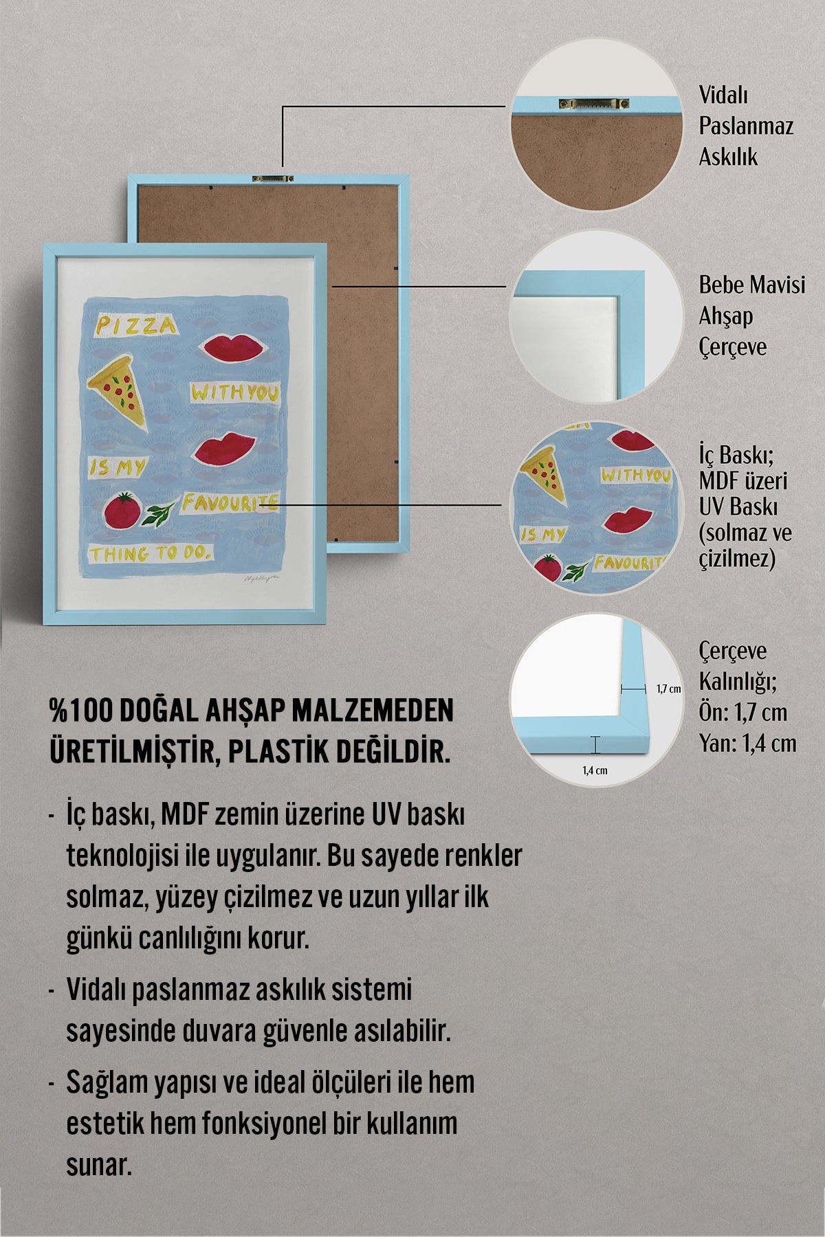 HOMEPACK Ahşap Çerçeveli Tablo Çerçeveli Poster Sanatsal Modern Duvar Dekoru BEK-8010