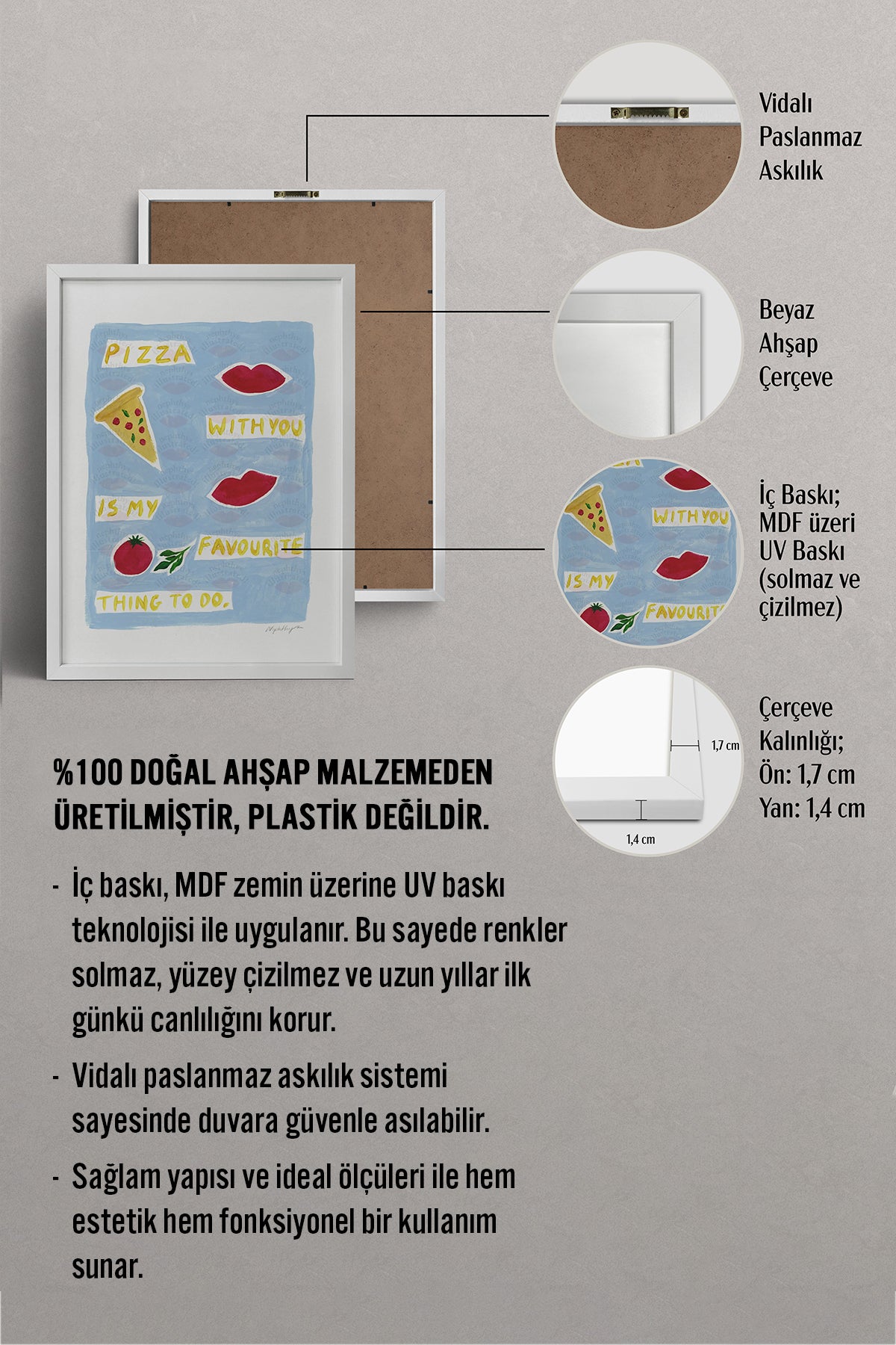 HOMEPACK Ahşap Çerçeveli Tablo Çerçeveli Poster Sanatsal Modern Duvar Dekoru BEK-8010