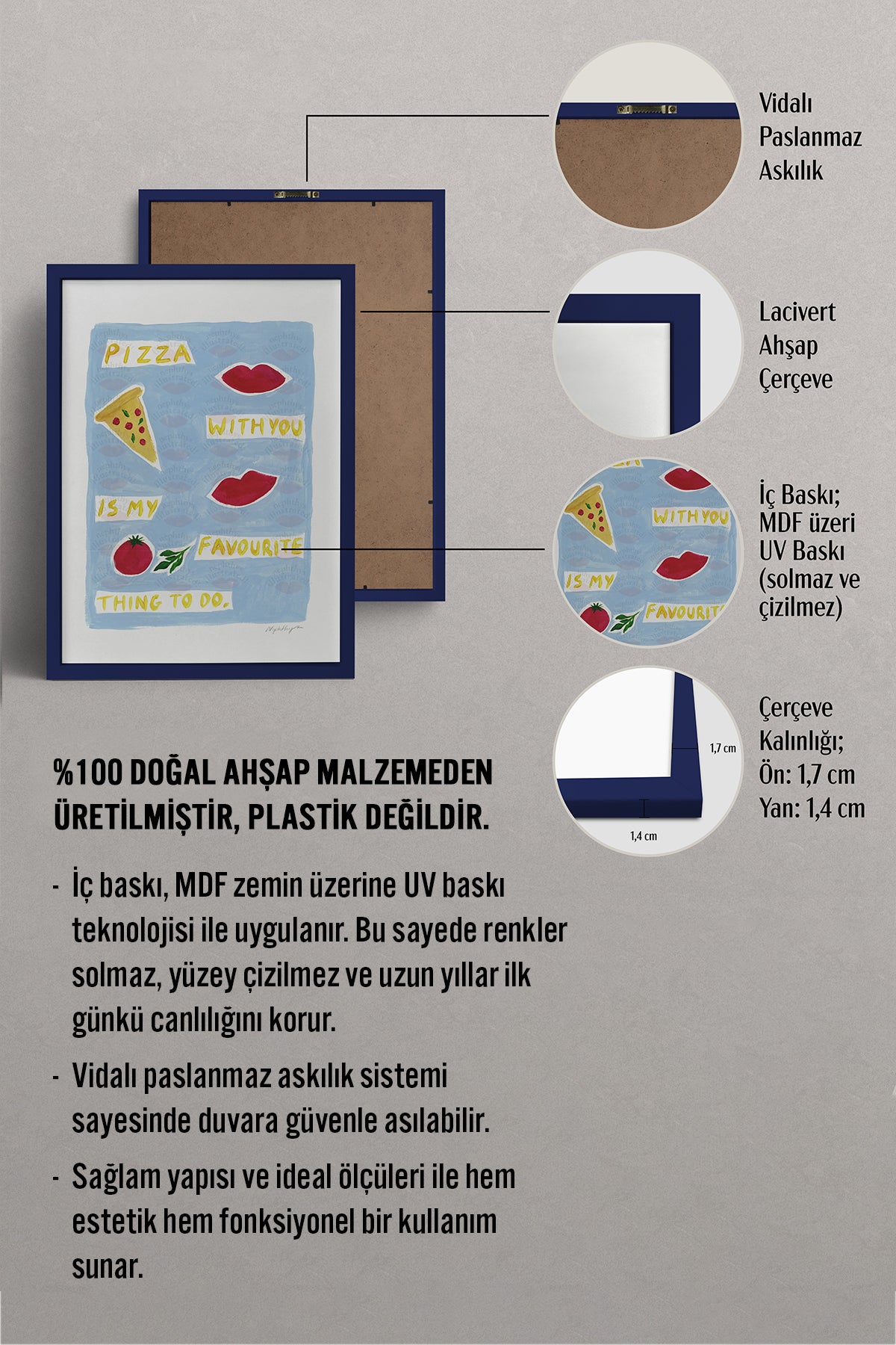 HOMEPACK Ahşap Çerçeveli Tablo Çerçeveli Poster Sanatsal Modern Duvar Dekoru BEK-8010