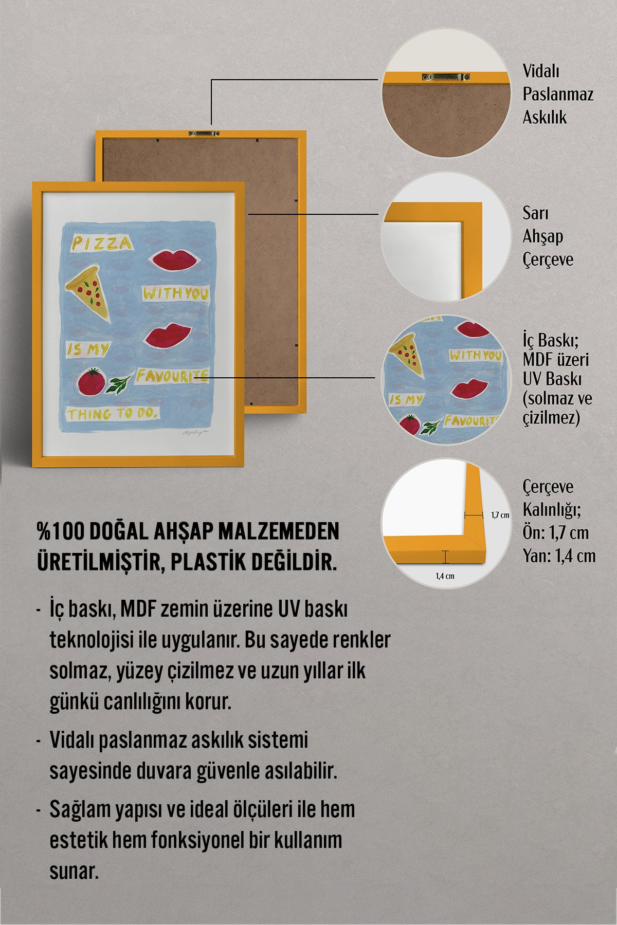 HOMEPACK Ahşap Çerçeveli Tablo Çerçeveli Poster Sanatsal Modern Duvar Dekoru BEK-8010