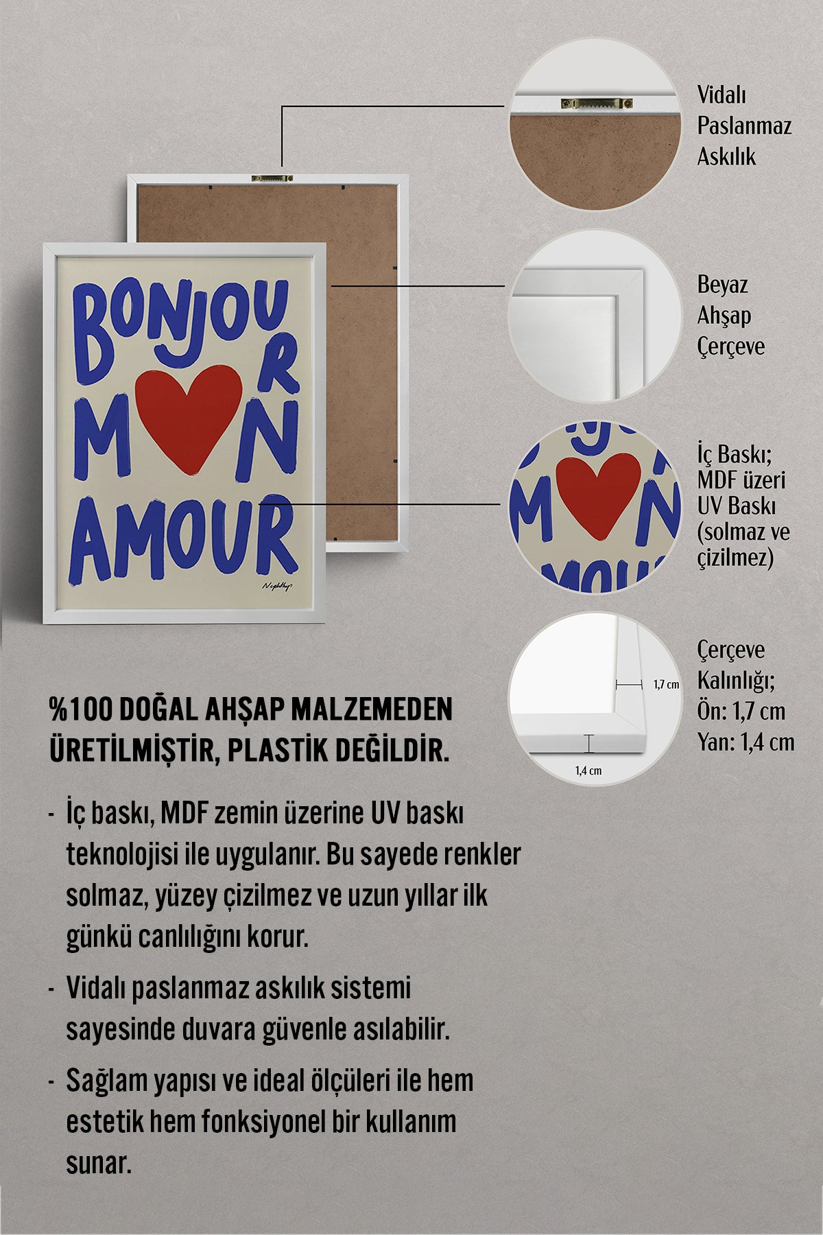 HOMEPACK Ahşap Çerçeveli Tablo Çerçeveli Poster Sanatsal Modern Duvar Dekoru BEK-8011