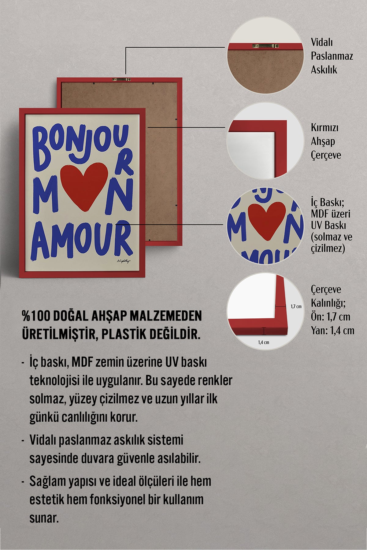 HOMEPACK Ahşap Çerçeveli Tablo Çerçeveli Poster Sanatsal Modern Duvar Dekoru BEK-8011