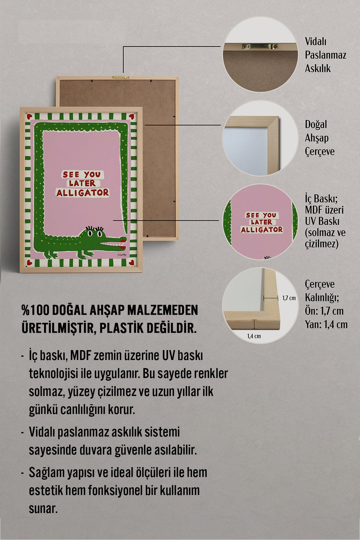 HOMEPACK Ahşap Çerçeveli Tablo Çerçeveli Poster Sanatsal Modern Duvar Dekoru BEK-8012