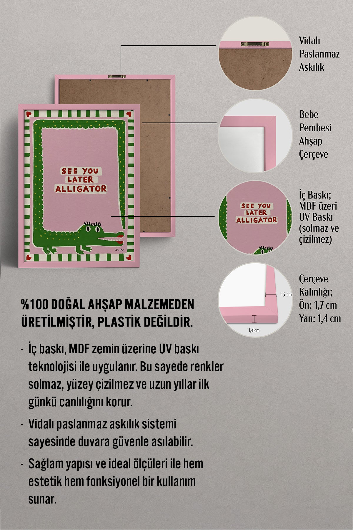 HOMEPACK Ahşap Çerçeveli Tablo Çerçeveli Poster Sanatsal Modern Duvar Dekoru BEK-8012