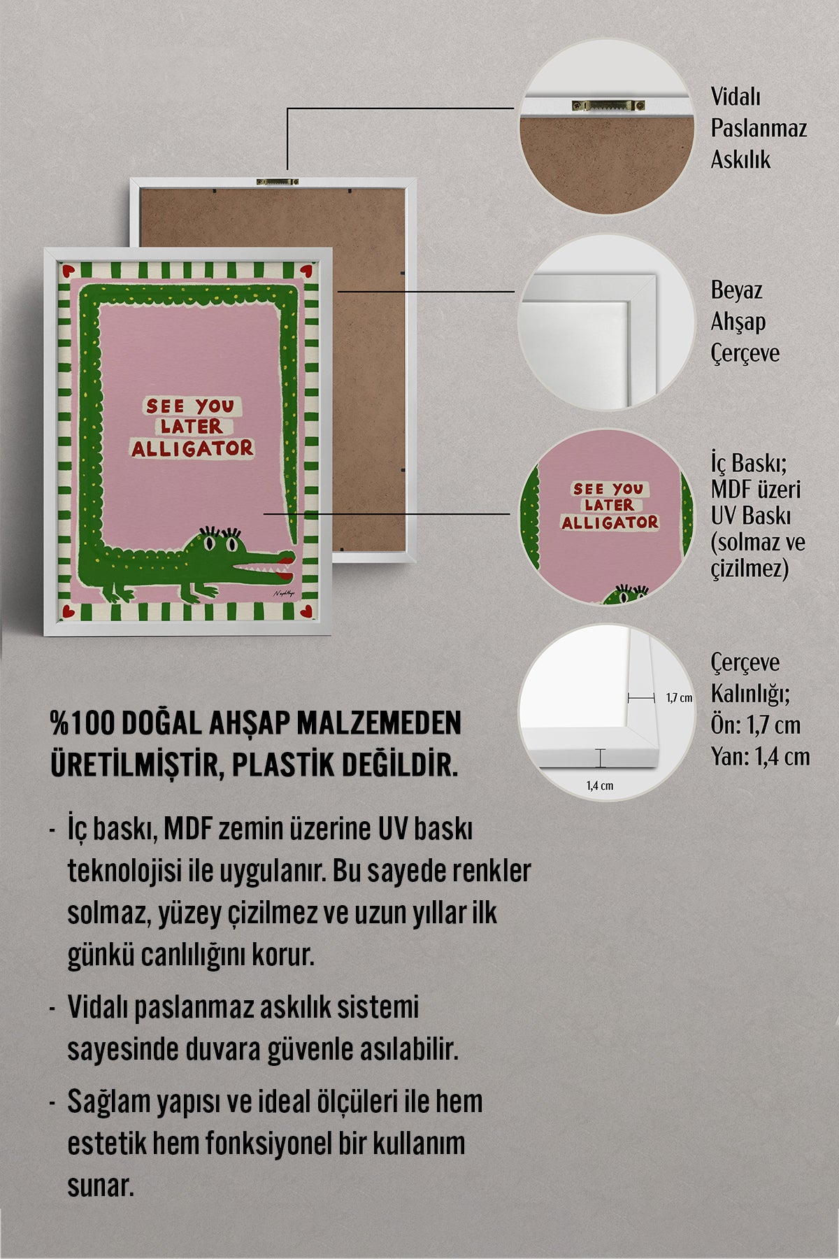 HOMEPACK Ahşap Çerçeveli Tablo Çerçeveli Poster Sanatsal Modern Duvar Dekoru BEK-8012