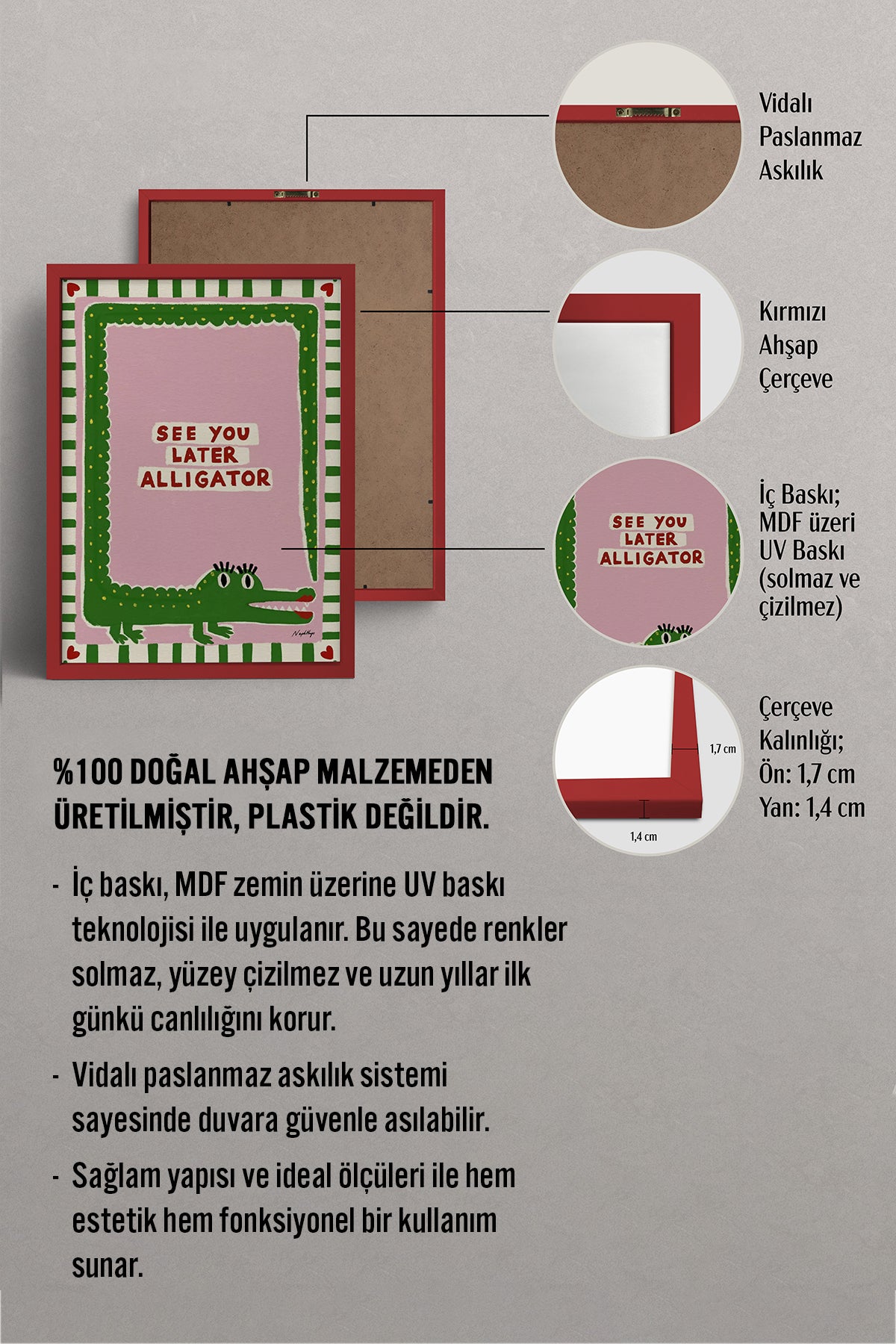 HOMEPACK Ahşap Çerçeveli Tablo Çerçeveli Poster Sanatsal Modern Duvar Dekoru BEK-8012