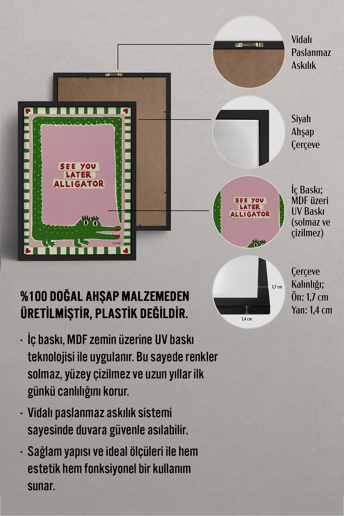 HOMEPACK Ahşap Çerçeveli Tablo Çerçeveli Poster Sanatsal Modern Duvar Dekoru BEK-8012