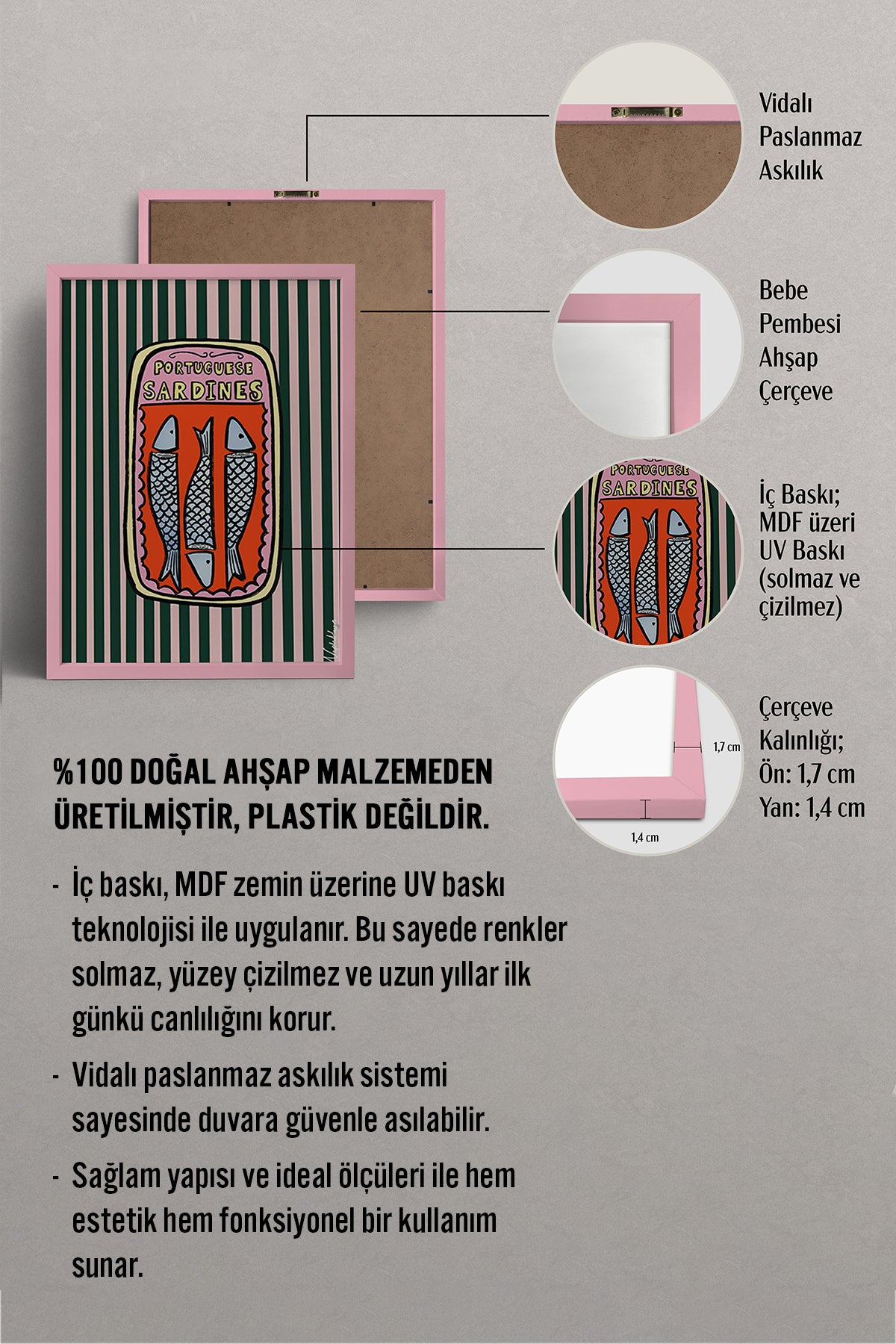 HOMEPACK Ahşap Çerçeveli Tablo Çerçeveli Poster Sanatsal Modern Duvar Dekoru BEK-8014