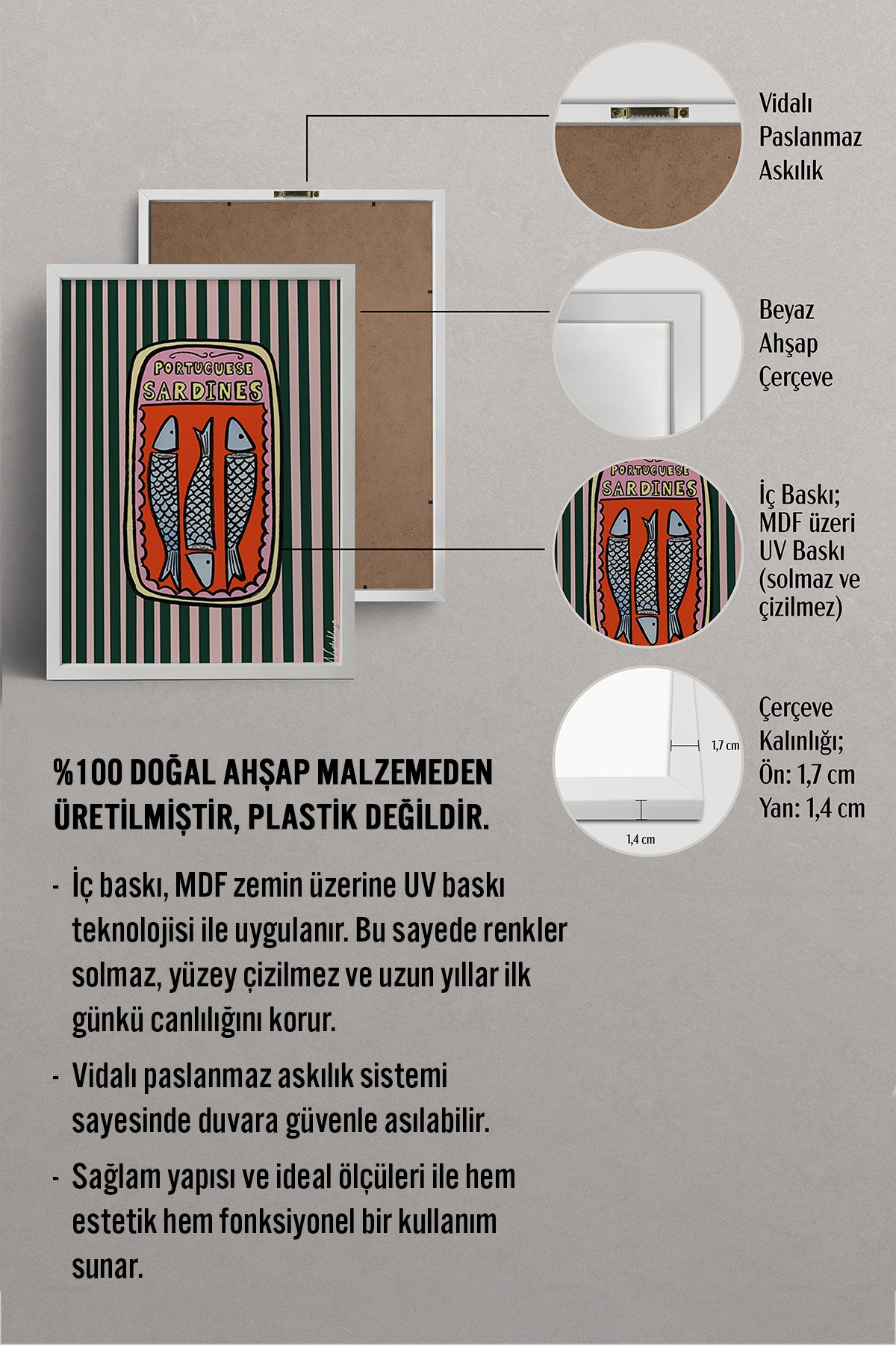 HOMEPACK Ahşap Çerçeveli Tablo Çerçeveli Poster Sanatsal Modern Duvar Dekoru BEK-8014