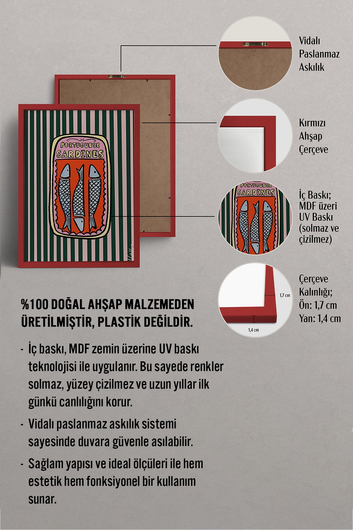 HOMEPACK Ahşap Çerçeveli Tablo Çerçeveli Poster Sanatsal Modern Duvar Dekoru BEK-8014