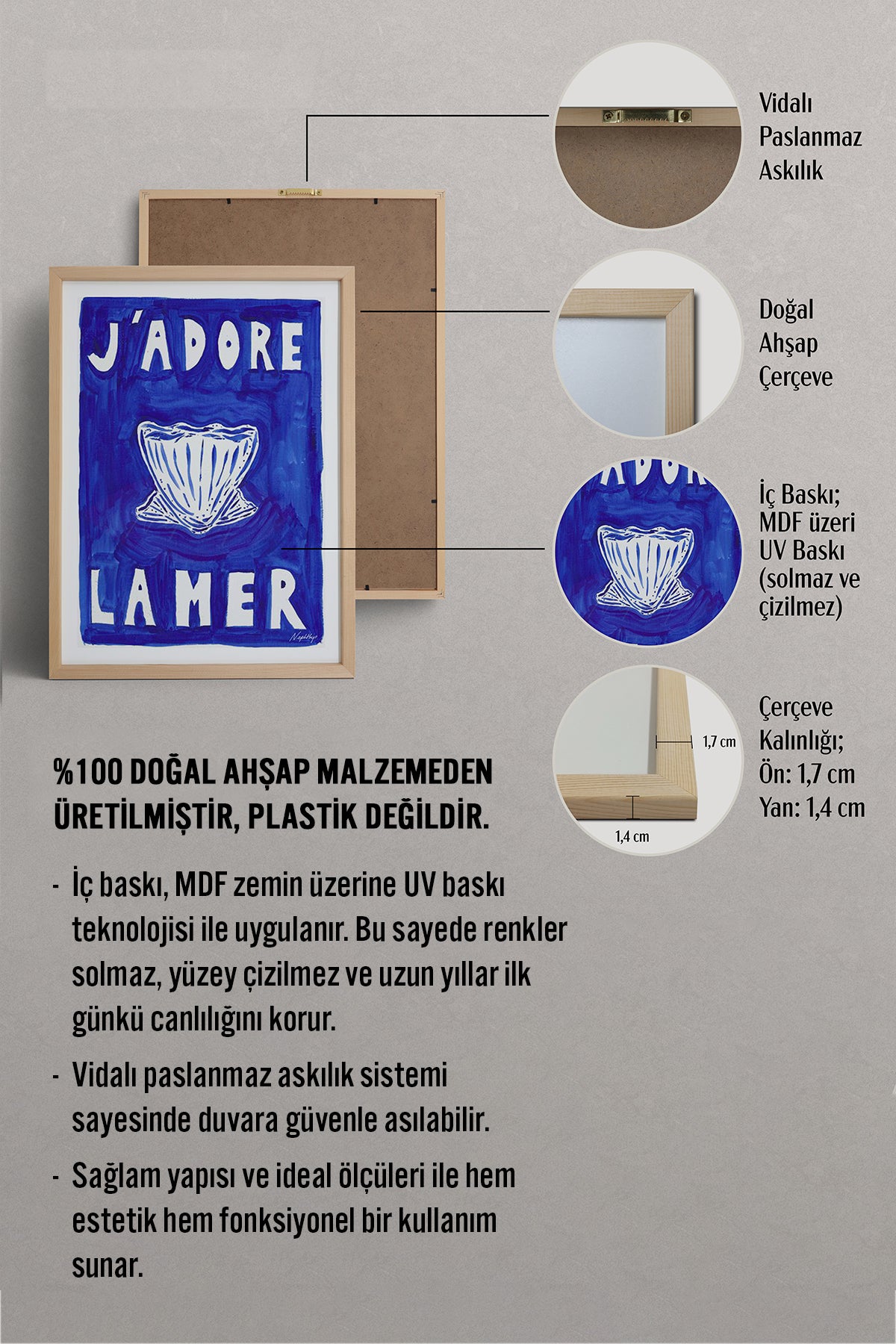 HOMEPACK Ahşap Çerçeveli Tablo Çerçeveli Poster Sanatsal Modern Duvar Dekoru BEK-8016
