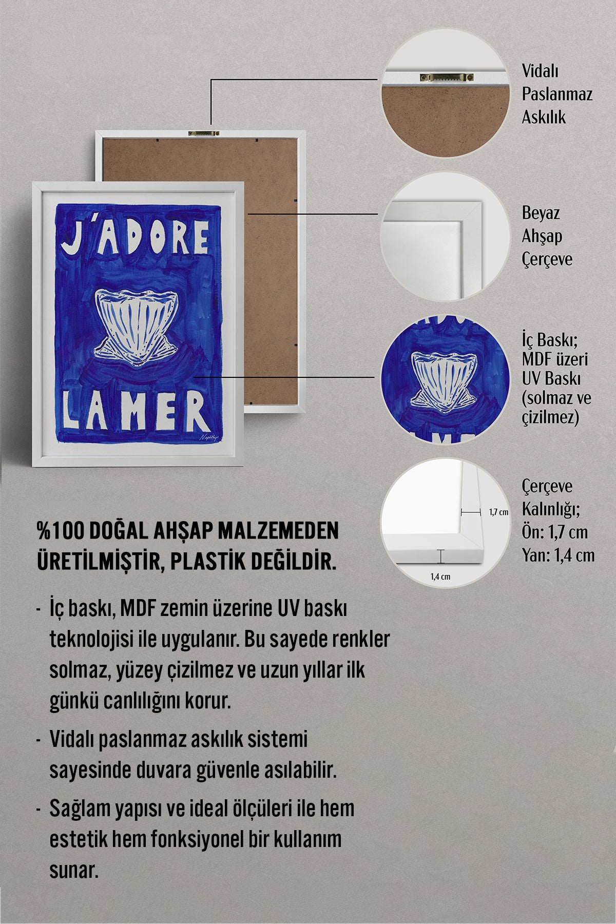 HOMEPACK Ahşap Çerçeveli Tablo Çerçeveli Poster Sanatsal Modern Duvar Dekoru BEK-8016