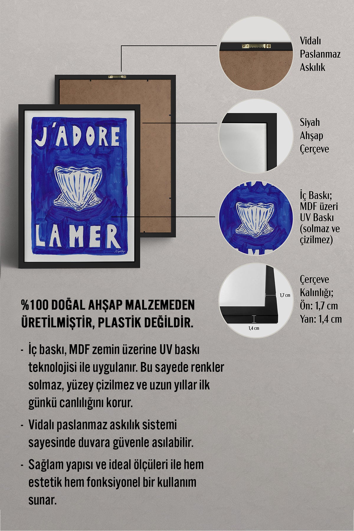HOMEPACK Ahşap Çerçeveli Tablo Çerçeveli Poster Sanatsal Modern Duvar Dekoru BEK-8016