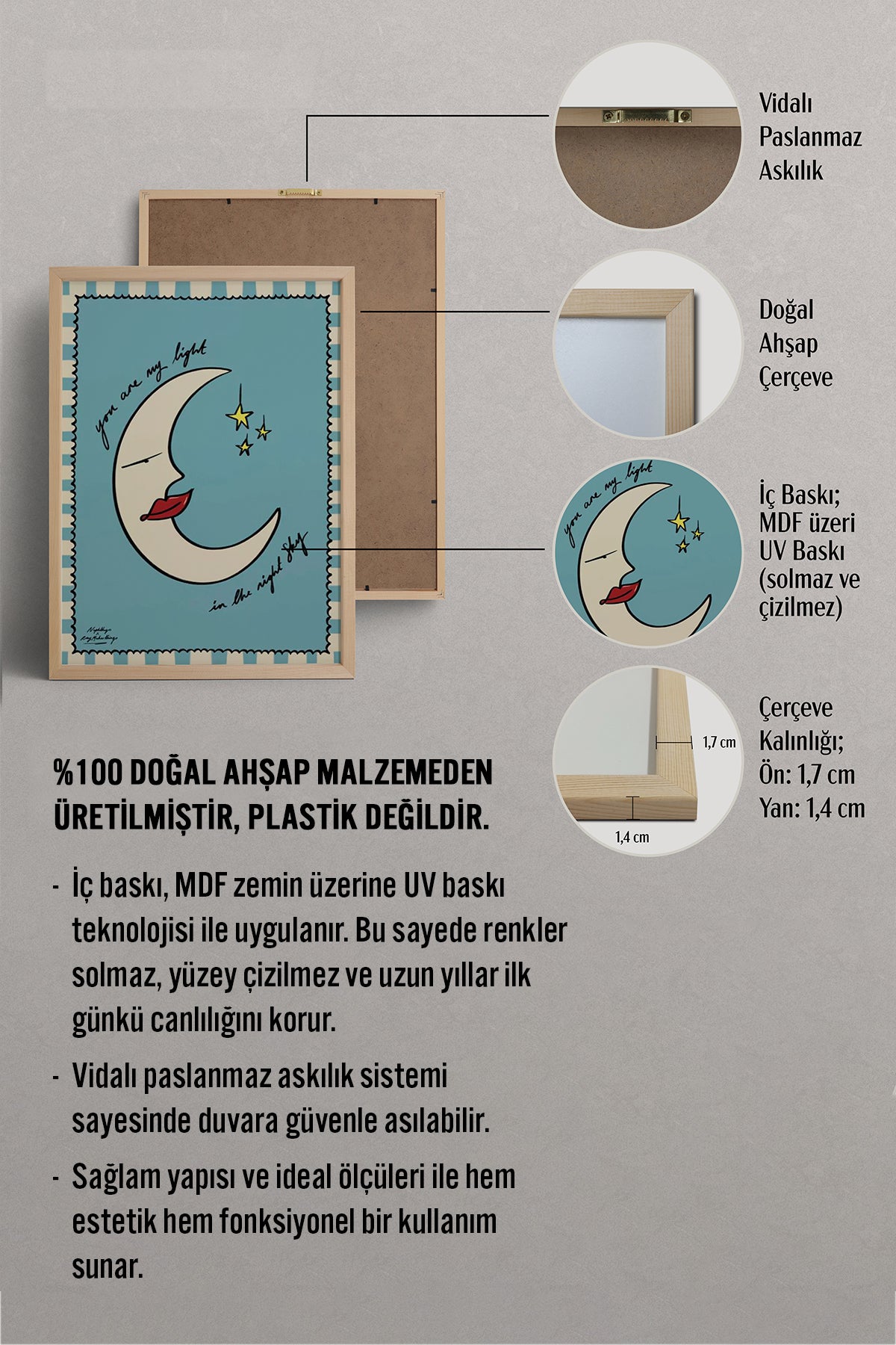 HOMEPACK Ahşap Çerçeveli Tablo Çerçeveli Poster Sanatsal Modern Duvar Dekoru BEK-8017