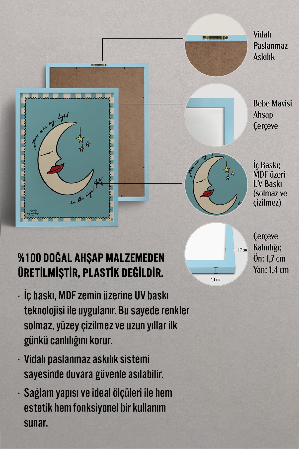HOMEPACK Ahşap Çerçeveli Tablo Çerçeveli Poster Sanatsal Modern Duvar Dekoru BEK-8017