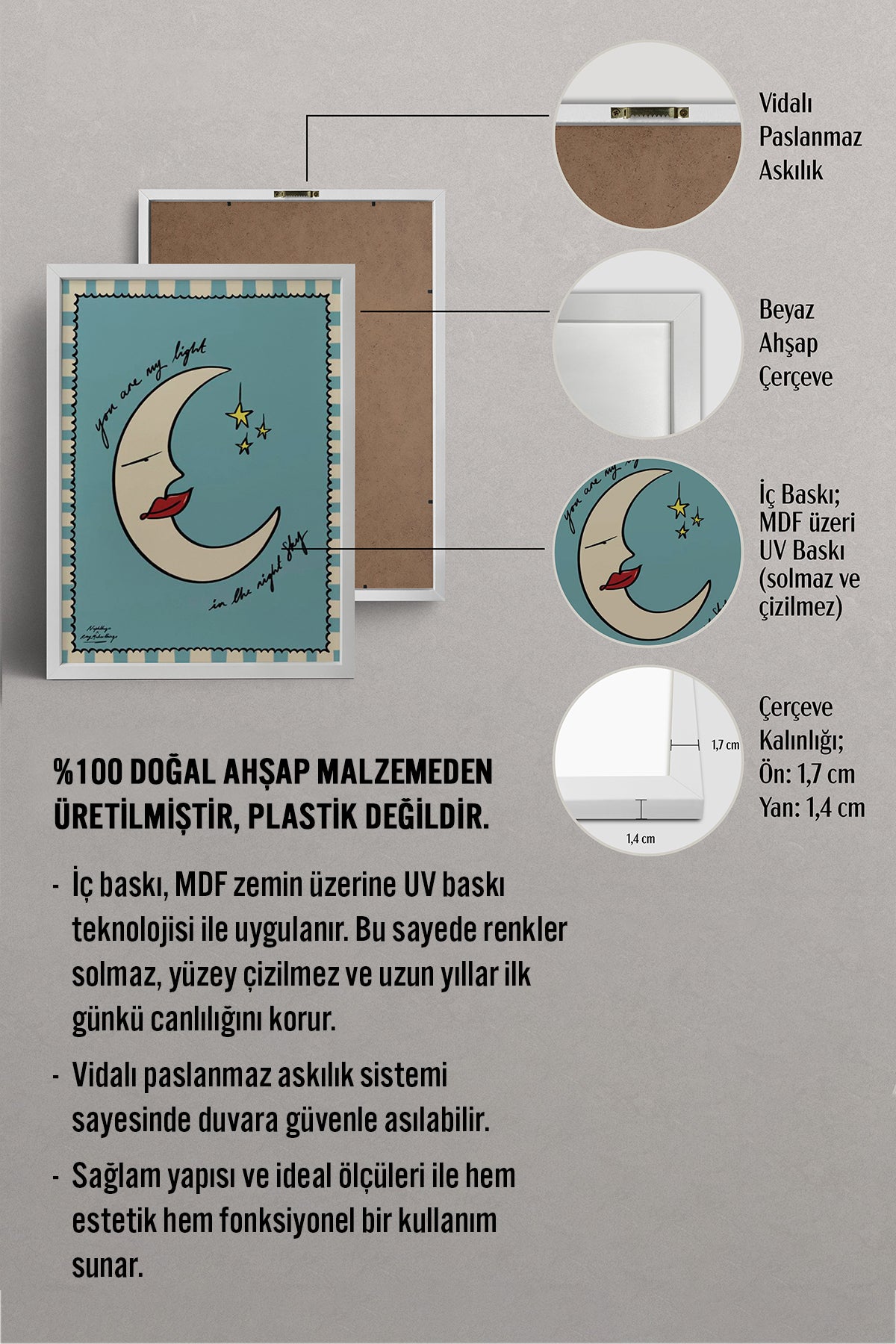 HOMEPACK Ahşap Çerçeveli Tablo Çerçeveli Poster Sanatsal Modern Duvar Dekoru BEK-8017