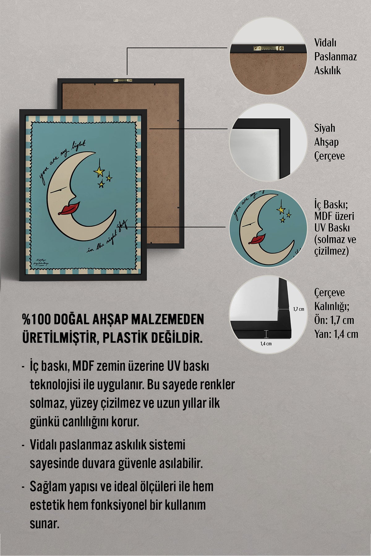 HOMEPACK Ahşap Çerçeveli Tablo Çerçeveli Poster Sanatsal Modern Duvar Dekoru BEK-8017