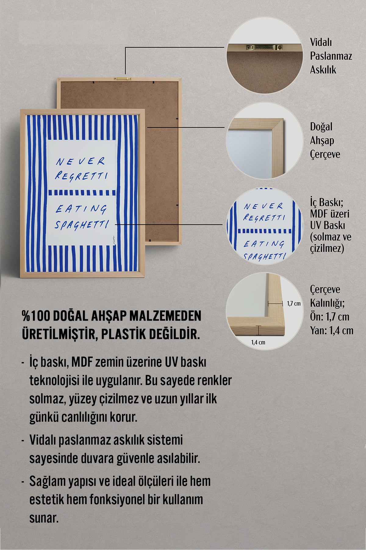 HOMEPACK Ahşap Çerçeveli Tablo Çerçeveli Poster Sanatsal Modern Duvar Dekoru BEK-8018