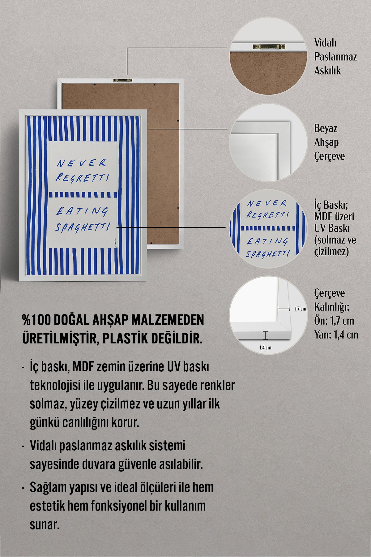 HOMEPACK Ahşap Çerçeveli Tablo Çerçeveli Poster Sanatsal Modern Duvar Dekoru BEK-8018