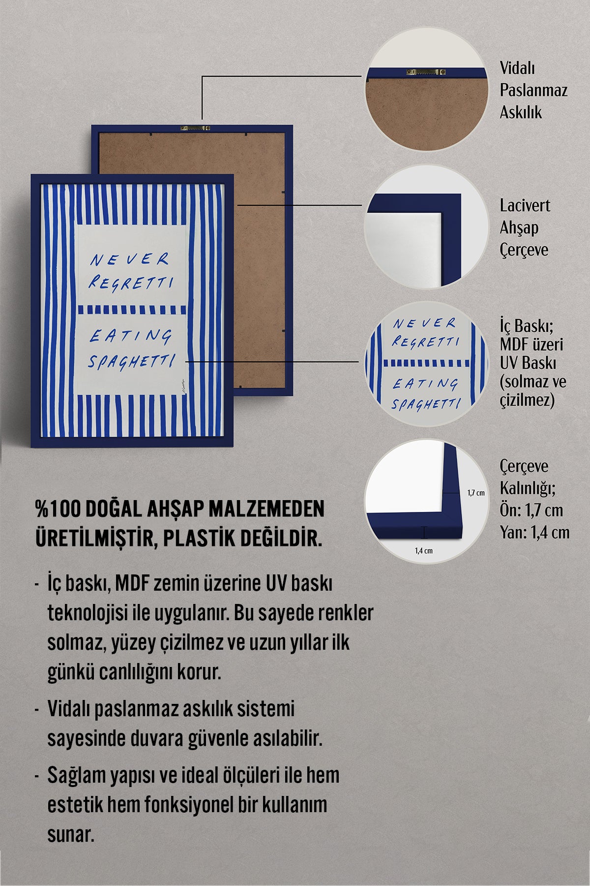HOMEPACK Ahşap Çerçeveli Tablo Çerçeveli Poster Sanatsal Modern Duvar Dekoru BEK-8018