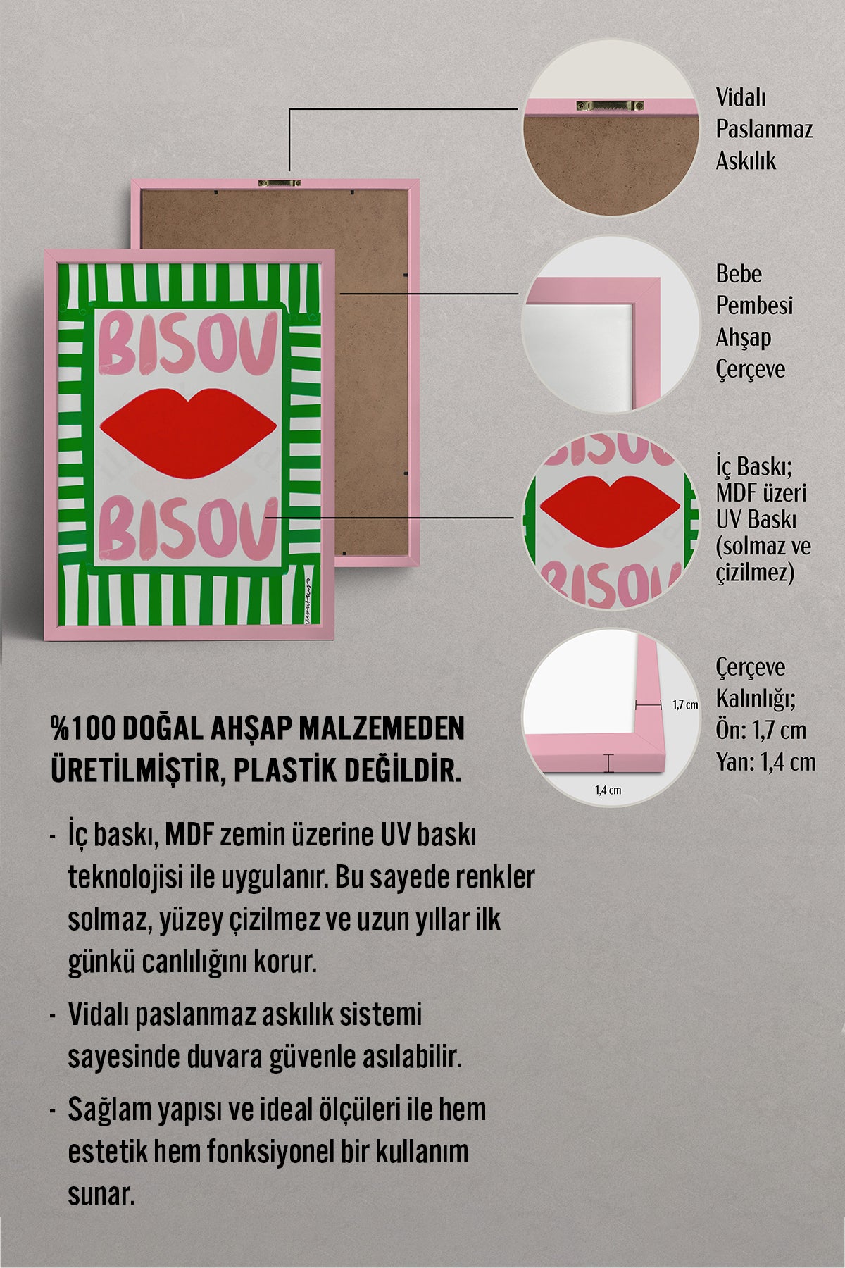HOMEPACK Ahşap Çerçeveli Tablo Çerçeveli Poster Sanatsal Modern Duvar Dekoru BEK-8019