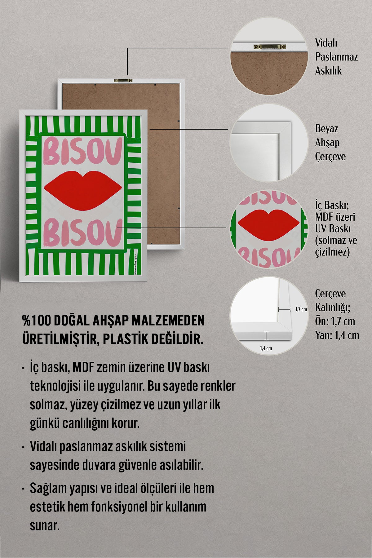 HOMEPACK Ahşap Çerçeveli Tablo Çerçeveli Poster Sanatsal Modern Duvar Dekoru BEK-8019