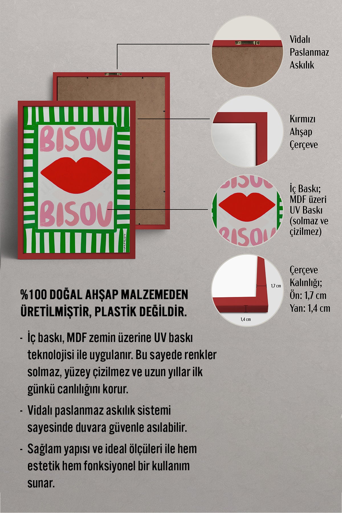 HOMEPACK Ahşap Çerçeveli Tablo Çerçeveli Poster Sanatsal Modern Duvar Dekoru BEK-8019
