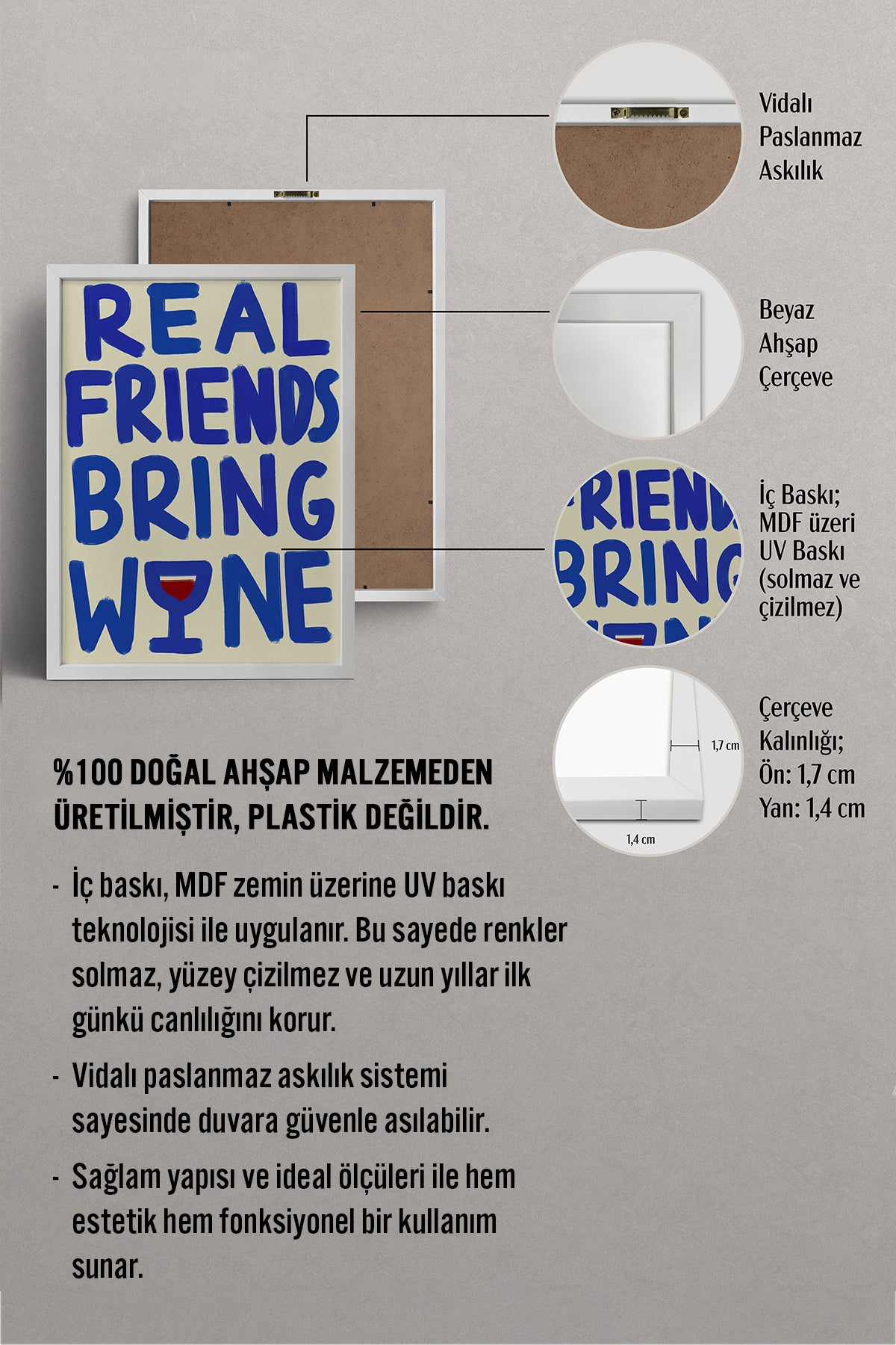HOMEPACK Ahşap Çerçeveli Tablo Çerçeveli Poster Sanatsal Modern Duvar Dekoru BEK-8020