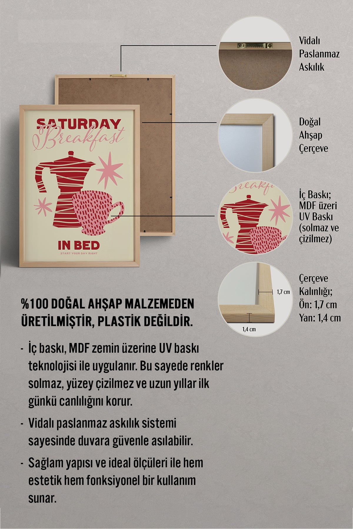 HOMEPACK Ahşap Çerçeveli Tablo Çerçeveli Poster Sanatsal Modern Duvar Dekoru BEK-8021
