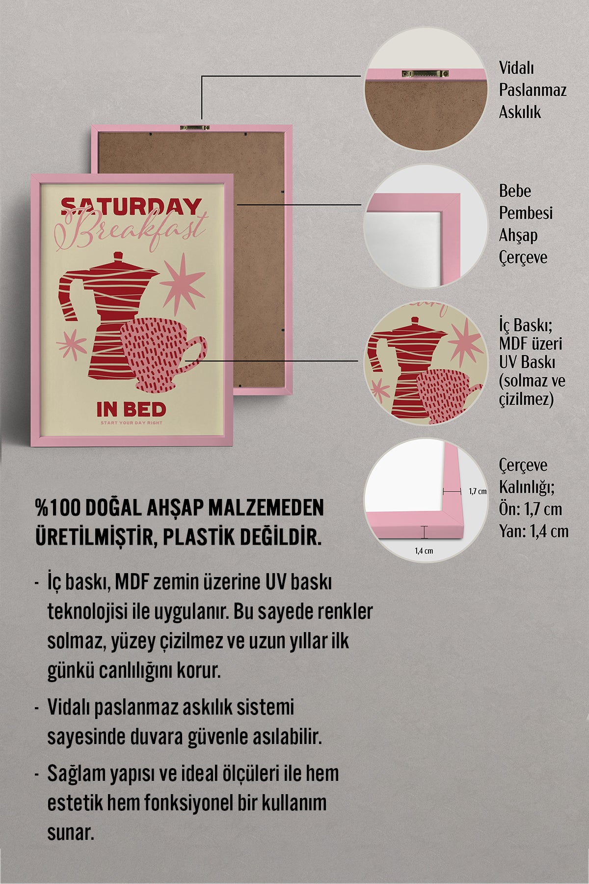 HOMEPACK Ahşap Çerçeveli Tablo Çerçeveli Poster Sanatsal Modern Duvar Dekoru BEK-8021