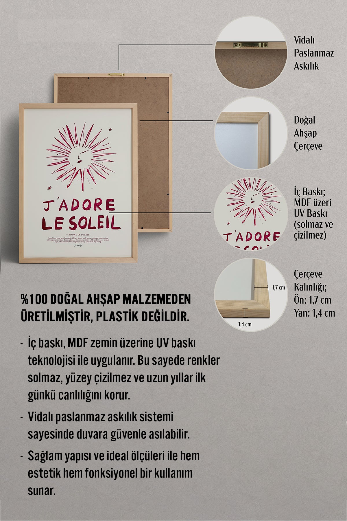 HOMEPACK Ahşap Çerçeveli Tablo Çerçeveli Poster Sanatsal Modern Duvar Dekoru BEK-8022