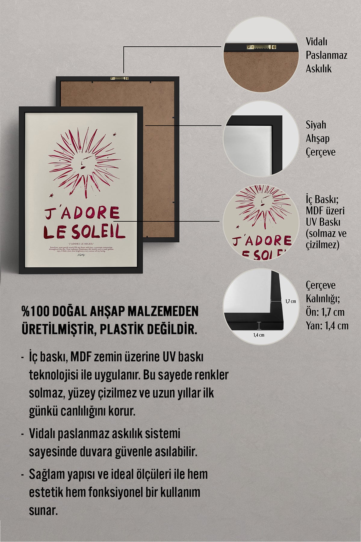 HOMEPACK Ahşap Çerçeveli Tablo Çerçeveli Poster Sanatsal Modern Duvar Dekoru BEK-8022