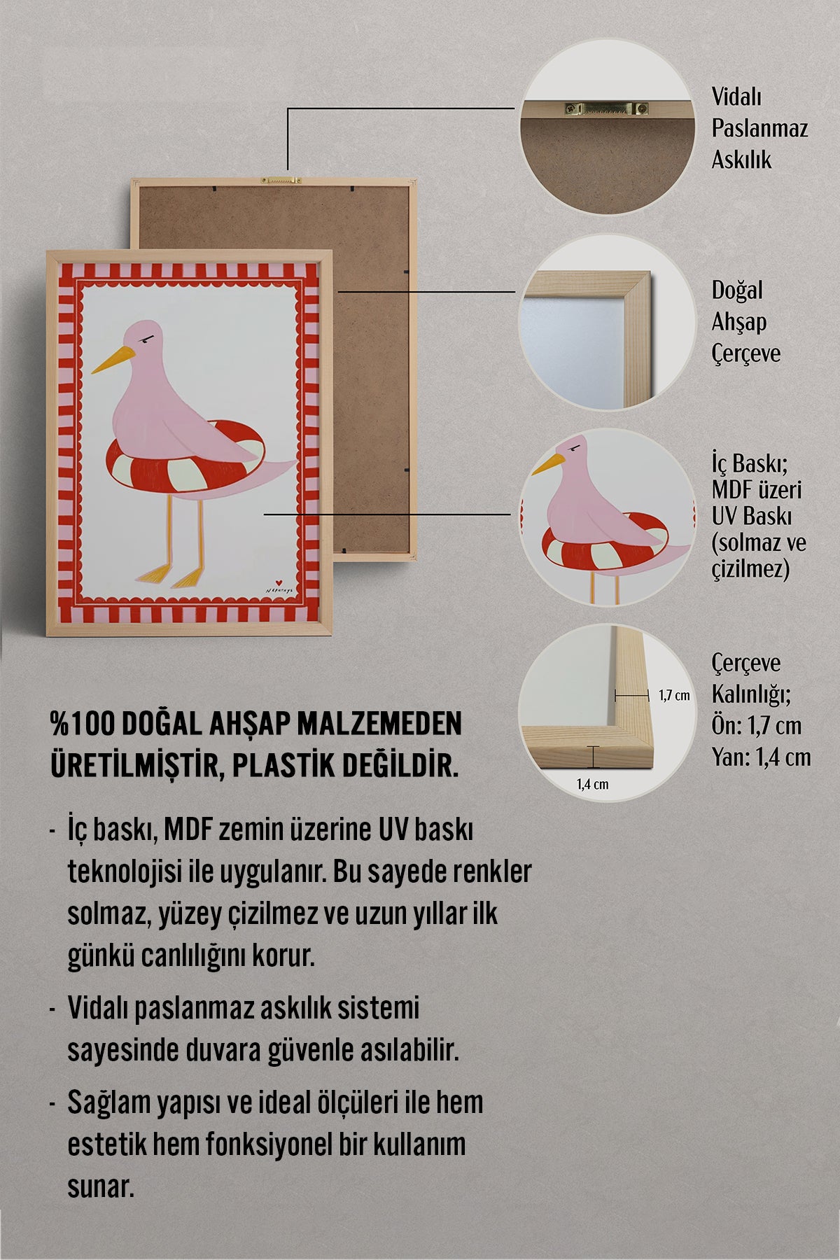 HOMEPACK Ahşap Çerçeveli Tablo Çerçeveli Poster Sanatsal Modern Duvar Dekoru BEK-8023